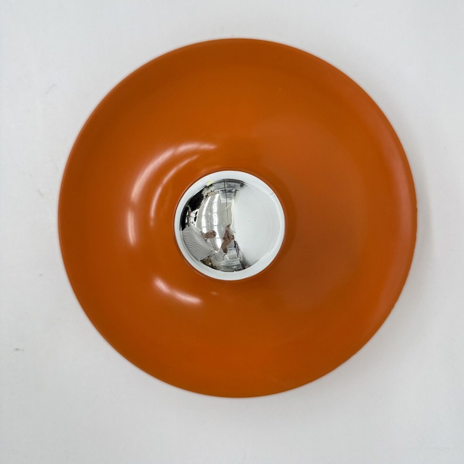 Mid Century Design Honsel Orange Space Age Disc Lamp , 1970s Attributed To Charlotte Perriand For Les Arcs