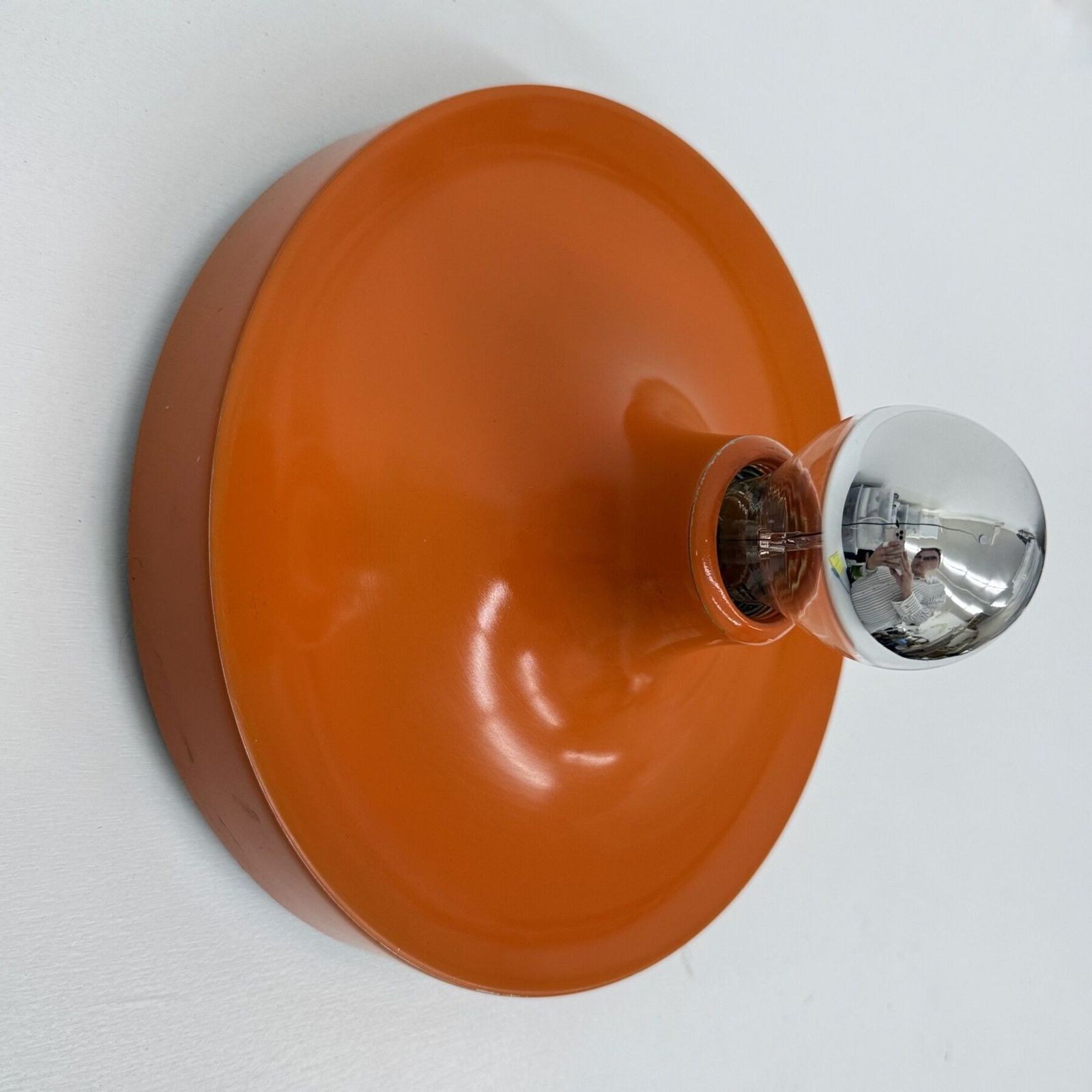 photo vintage Mid Century Design Honsel Orange Space Age Disc Lamp , 1970s Attributed To Charlotte Perriand For Les Arcs