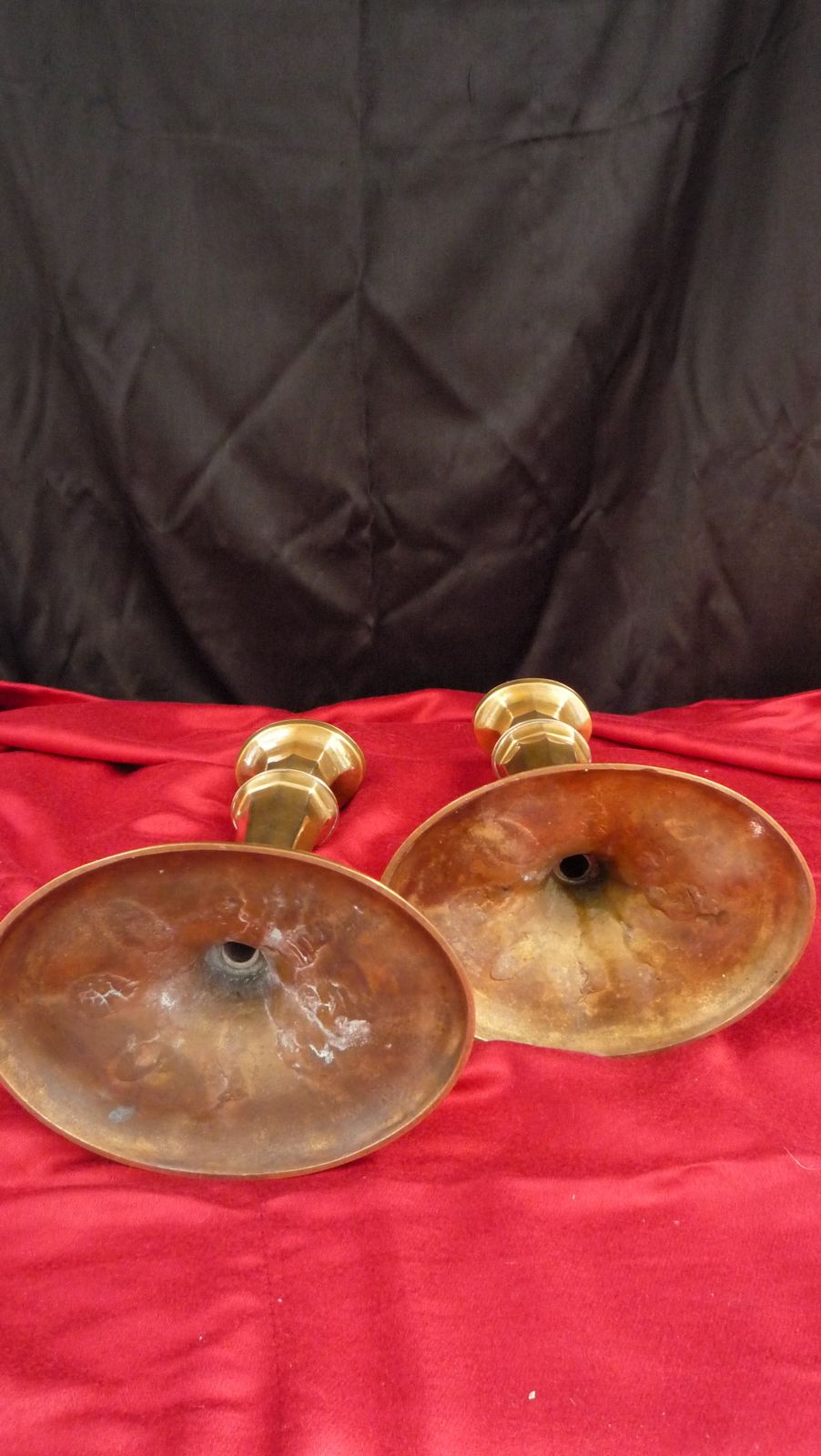 A Pair Of Art Nouveau Brass Candle Sticks photo 55.0