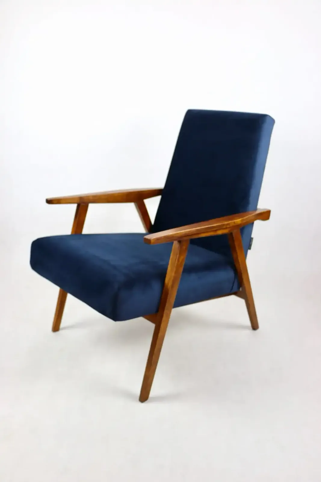 Vintage Loft Armchair 1970s Vintage Navy Velvet photo for sale