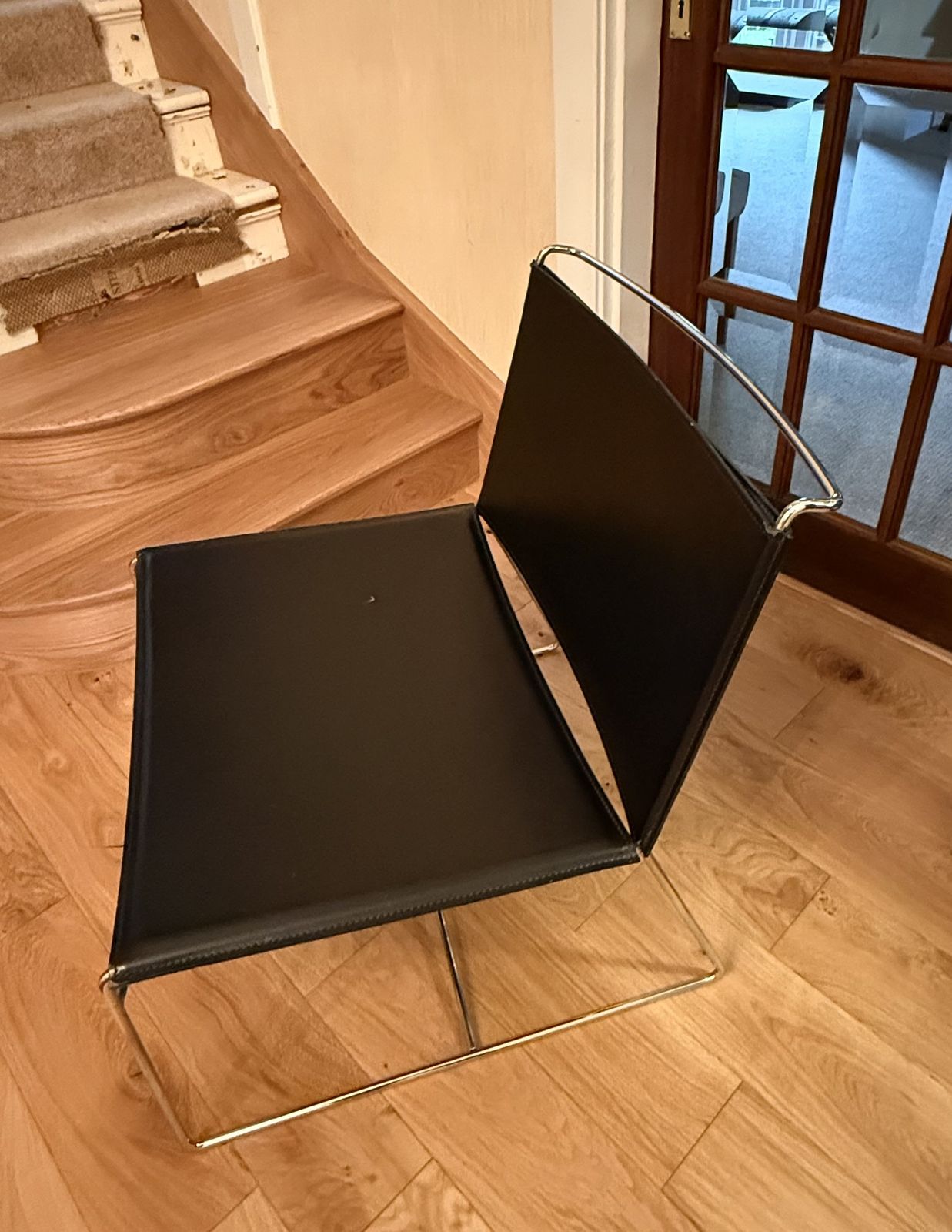 Occasional Black And Metal Leather Chair