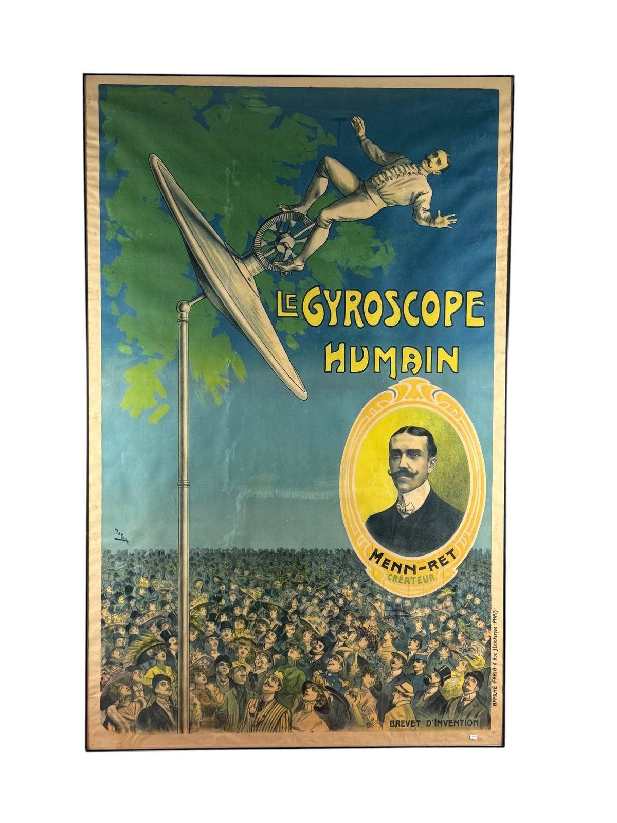 Candido Aragonez De Faria, Le Gyroscope Humain, Original Affiche, C. 1910 photo vinterior
