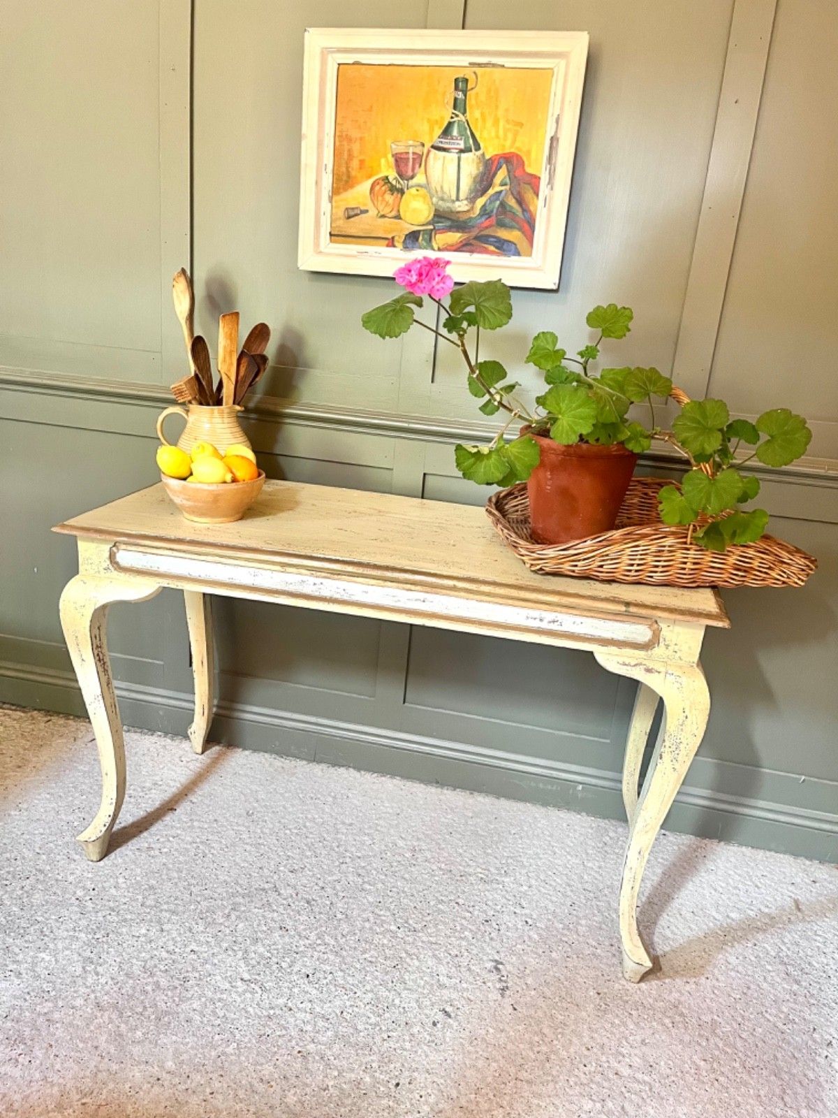 Vintage/Antique Painted Table French Hall Table/Console Table