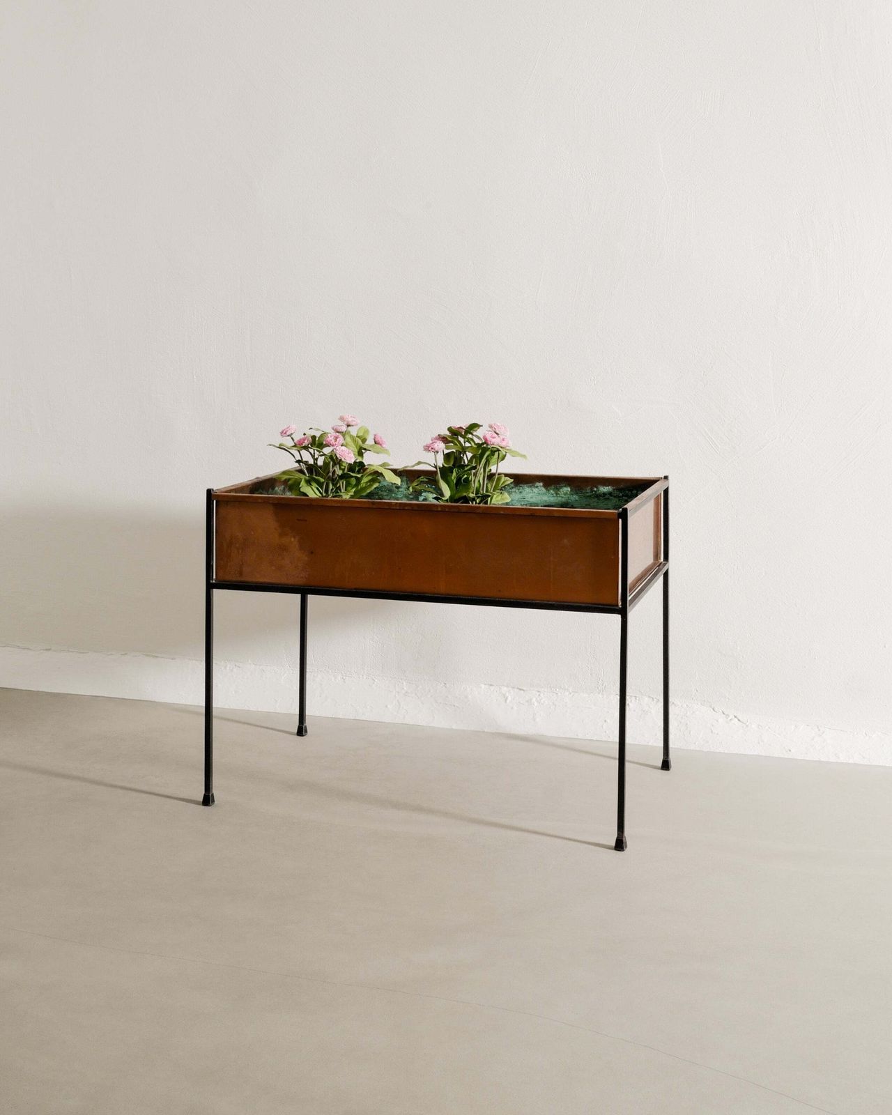 Vintage Swedish Mid Century Copper Metal Flower Planter Table By Hans Agne Jakobsson, 1950s
