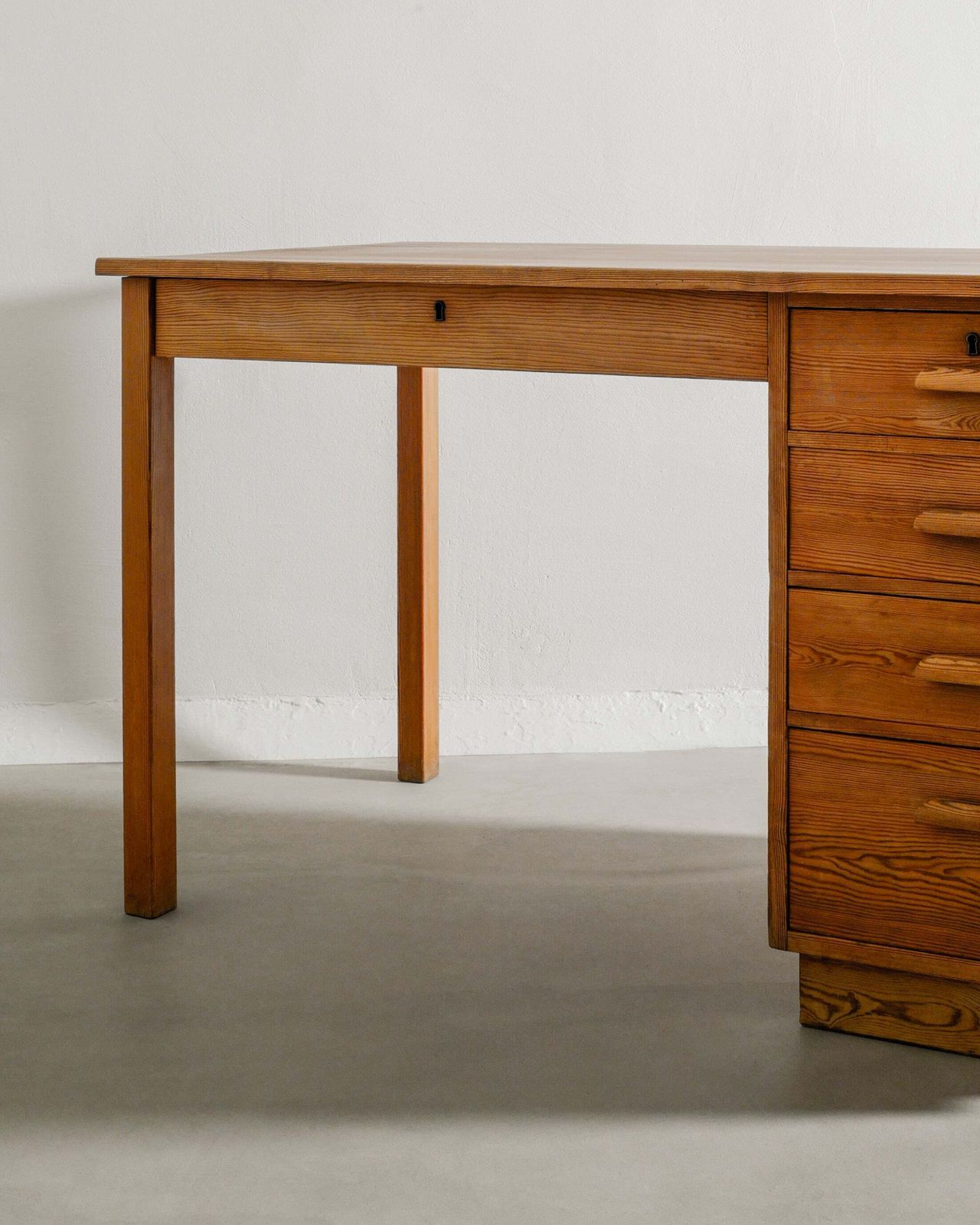 Swedish Mid Century Wooden Pine Desk By Axel Einar Hjorth For Nordiska Kompaniet Sweden, 1930s photo furniture