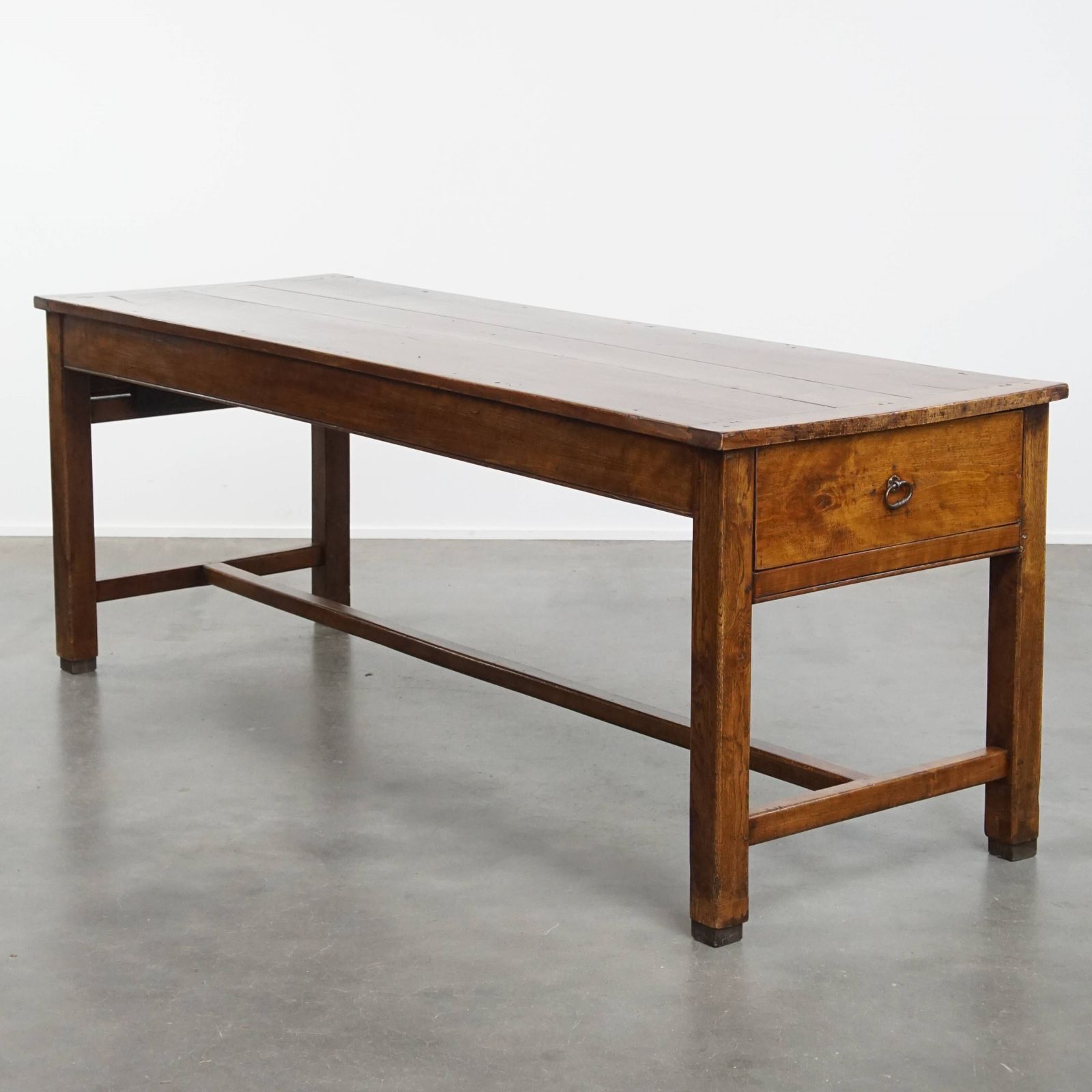 Beautiful Antique French Dining Table Made Of Fruit Wood From The 18th Century With 2 Drawers And A Beautiful Patina