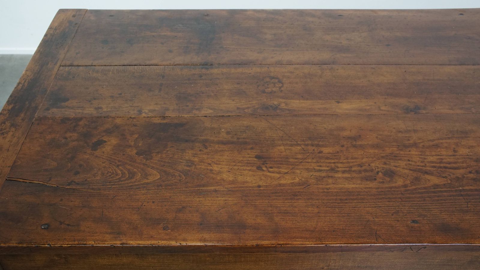 Beautiful Antique French Dining Table Made Of Fruit Wood From The 18th Century With 2 Drawers And A Beautiful Patina photo vinterior