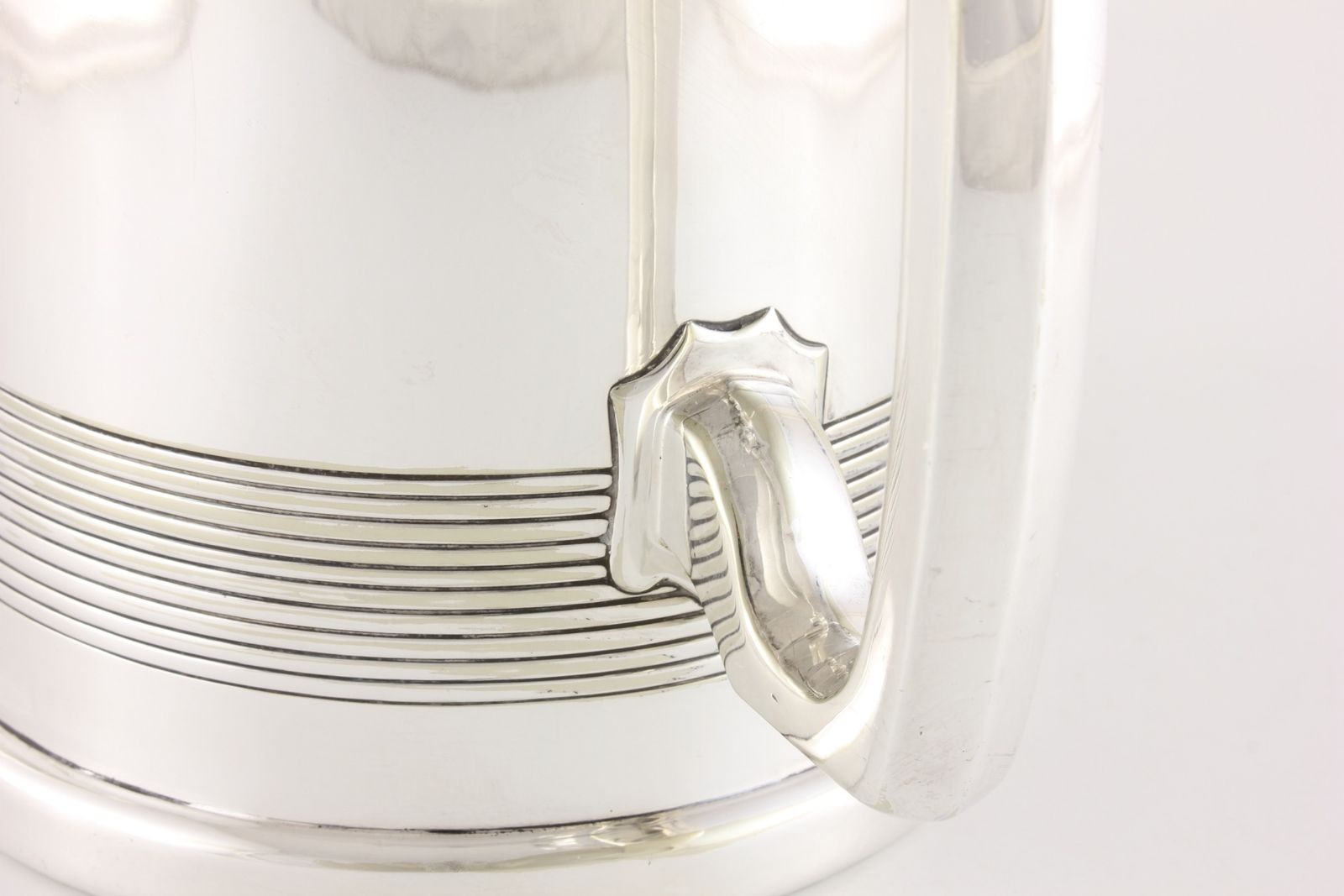 Silver Plate Three Handled Tyg. Glass Bottom Presentation Cup Tankard. photo vinterior
