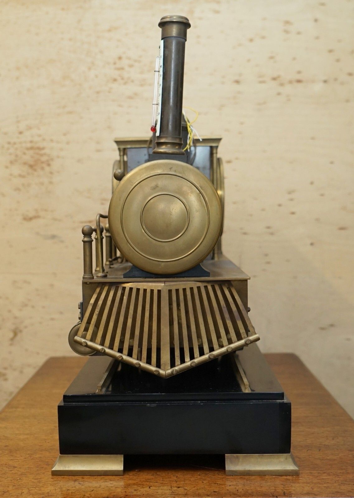 photo furniture Fine Circa 1895 French Automaton Industrial Locomotive Moving Gilt Bronze Clock