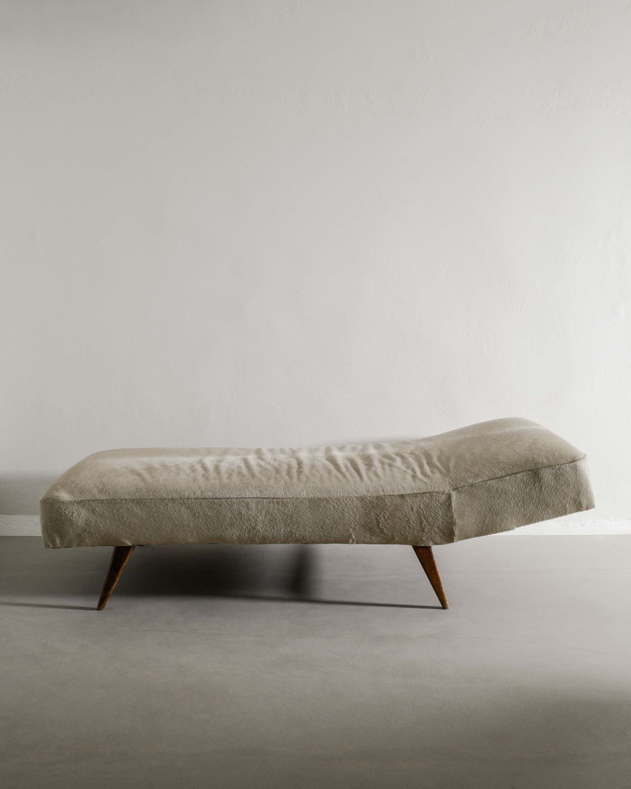 Swedish Mid Century Wooden Daybed In Dark Brown Teak & Beige Hide Upholstery, 1960s