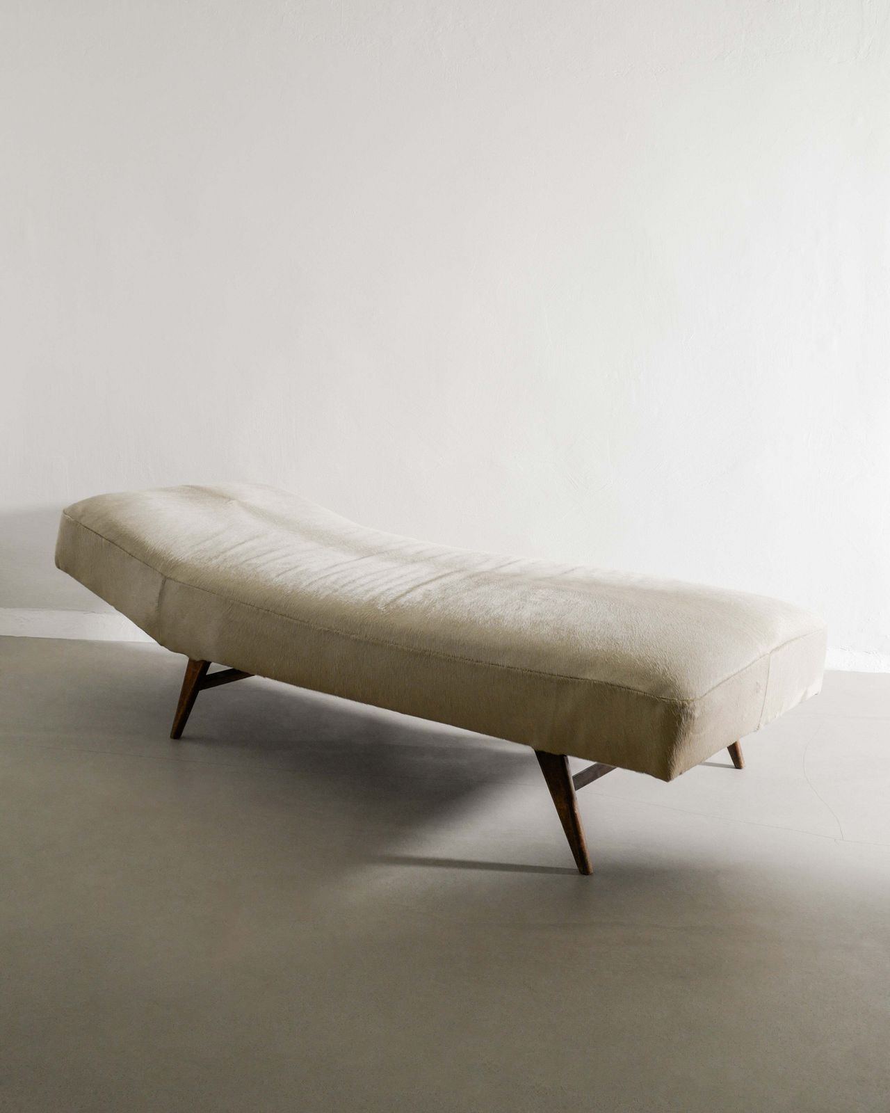 Swedish Mid Century Wooden Daybed In Dark Brown Teak & Beige Hide Upholstery, 1960s photo for sale