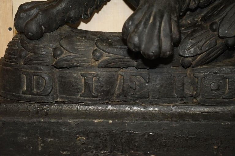 photo buy Circa 1400 Henry VIII Armorial Coat Of Arms Fire Place Dieu Et Mon Droit Signed