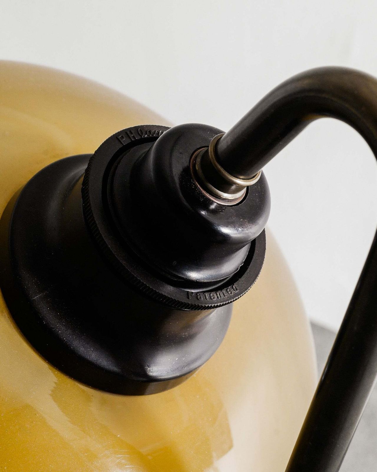 Danish Mid Century Modern Poul Henningsen "Ph 2/2" Table Lamp In Patinated Brass & Yellow Amber Glass, 1930s photo buy
