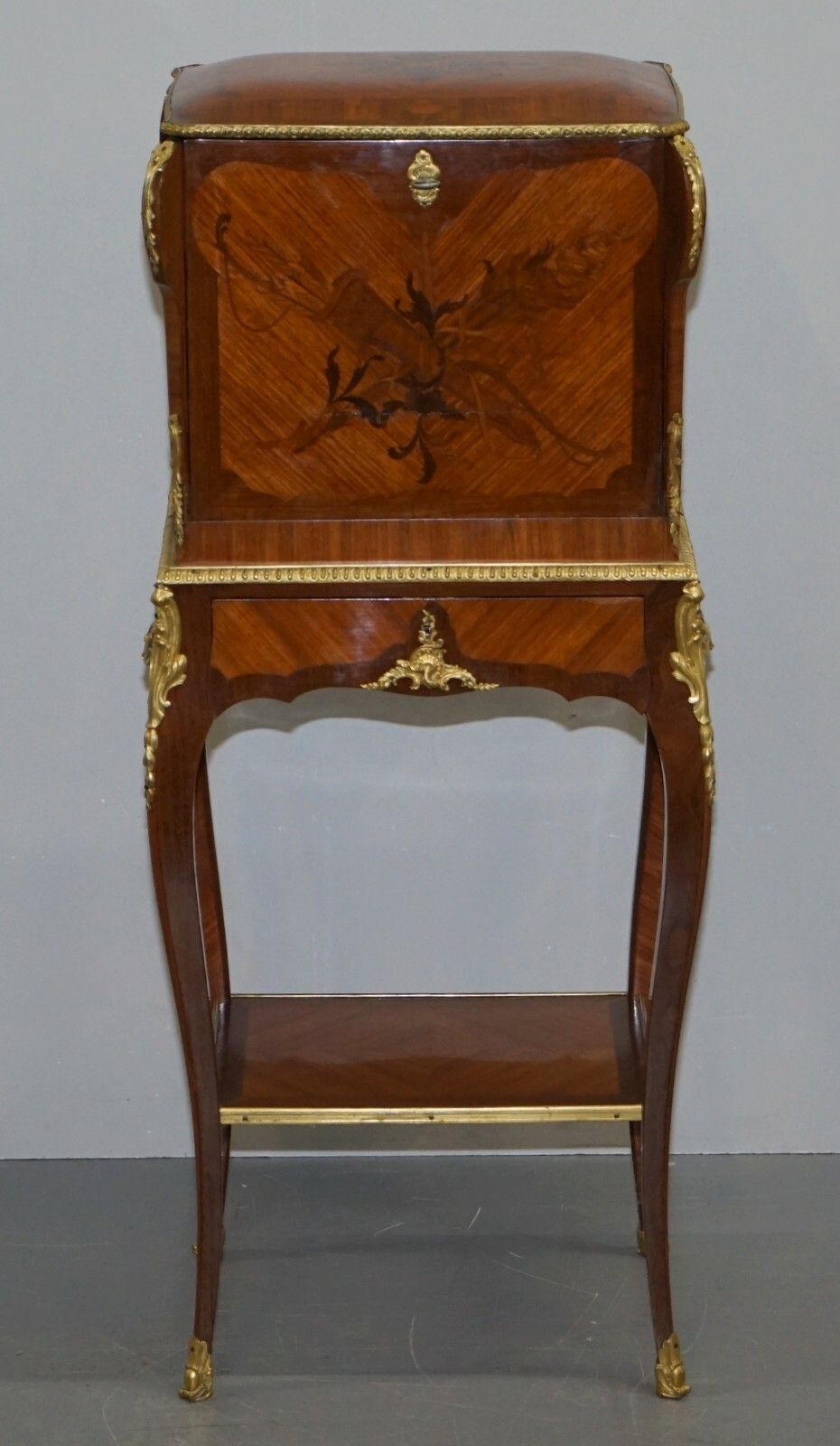 Stamped Alfred Beurdeley Tulip & King Wood Bronze Jewellery Casket On Stand photo for sale