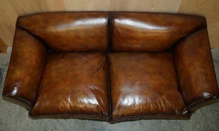 Furniture Fine Victorian Howard & Son's Claw & Ball Feet Brown Leather Chesterfield Sofa photo