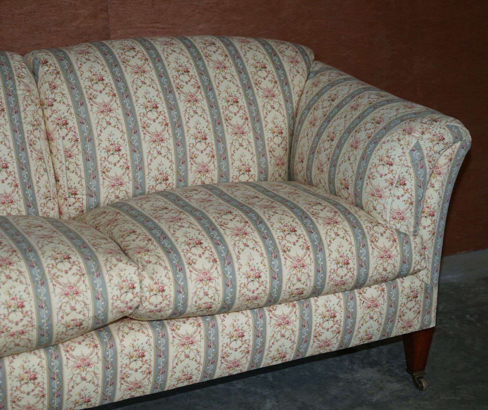 Antique Howard & Sons Portarlington Large Sofa Original Ticking Upholstery photo 25000.0