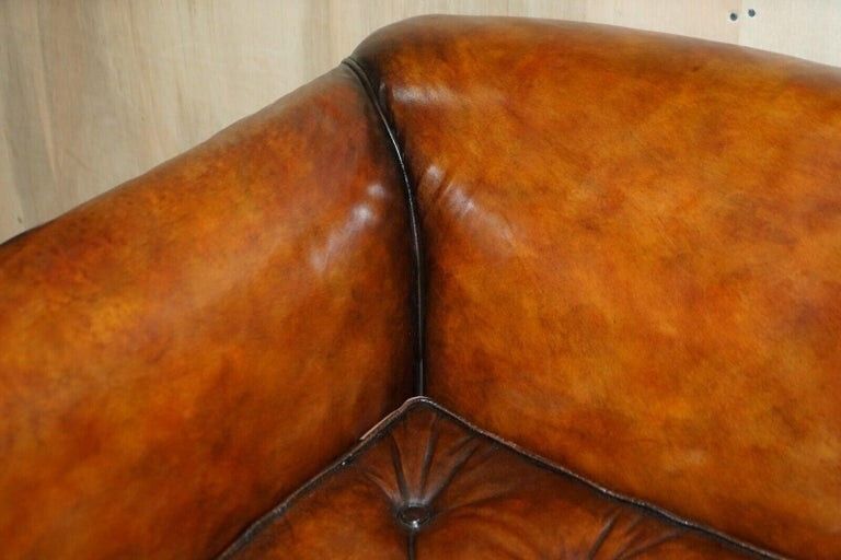 Huge Restored Antique Victorian Howard & Son's Brown Leather Chesterfield Sofa photo 25000.0