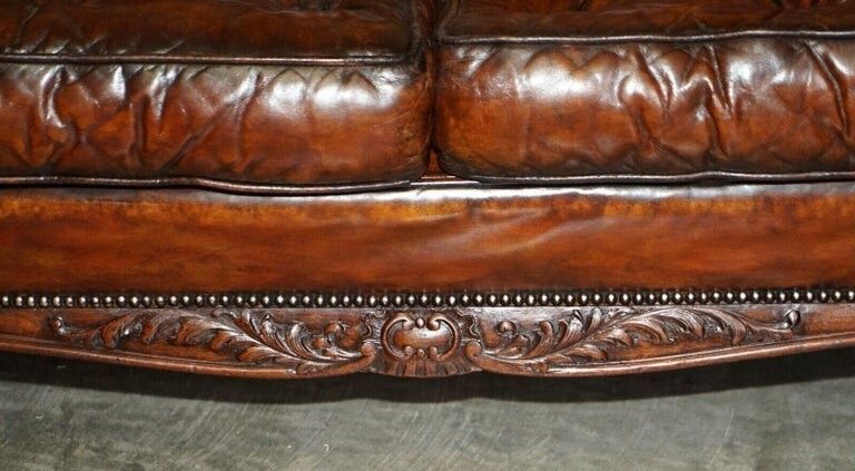 Huge Restored Antique Victorian Howard & Son's Brown Leather Chesterfield Sofa photo vinterior