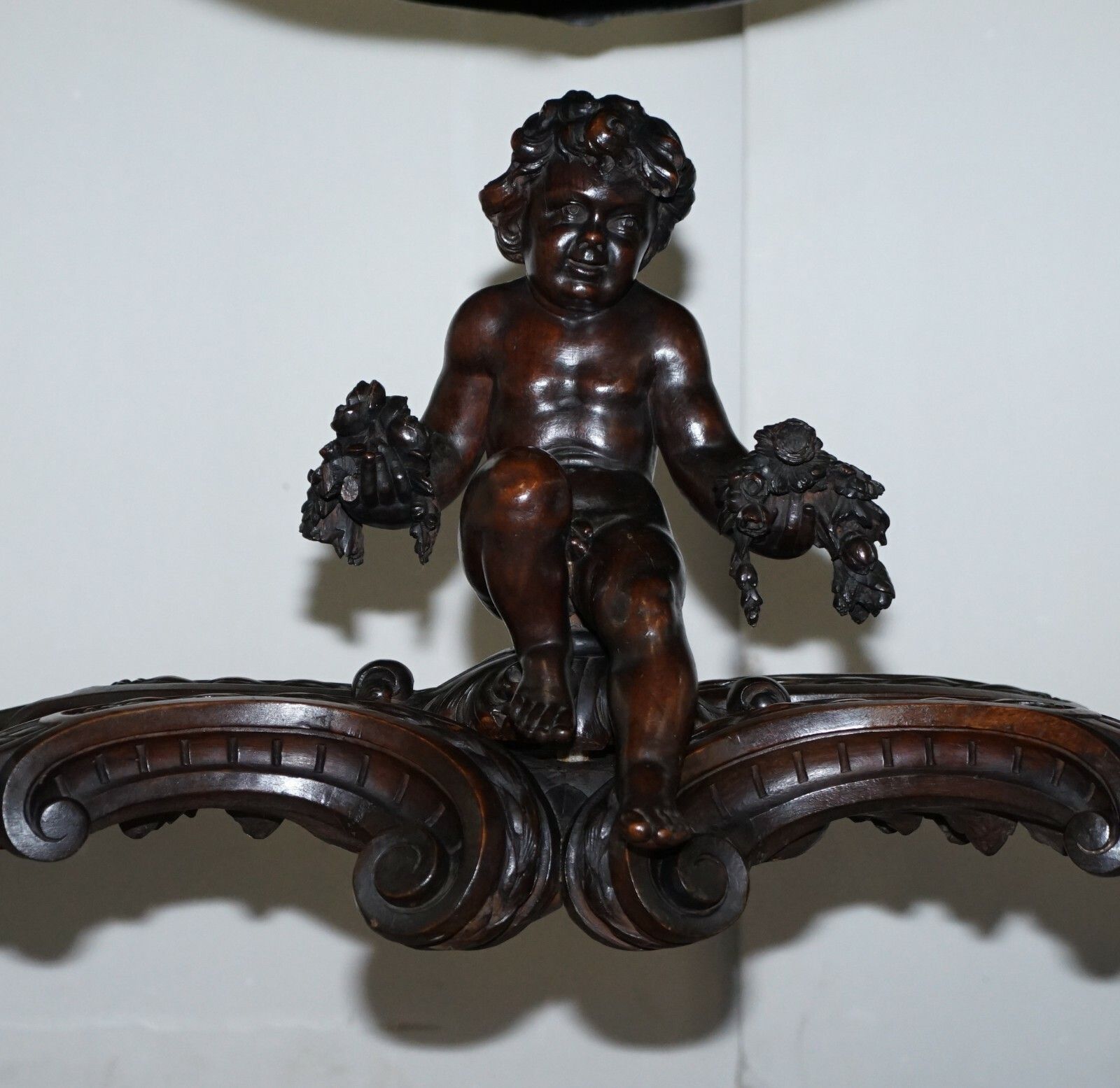 Important Italian Angiolo Barbetti Firenze Antique Cherub Desk Library Table photo vintage