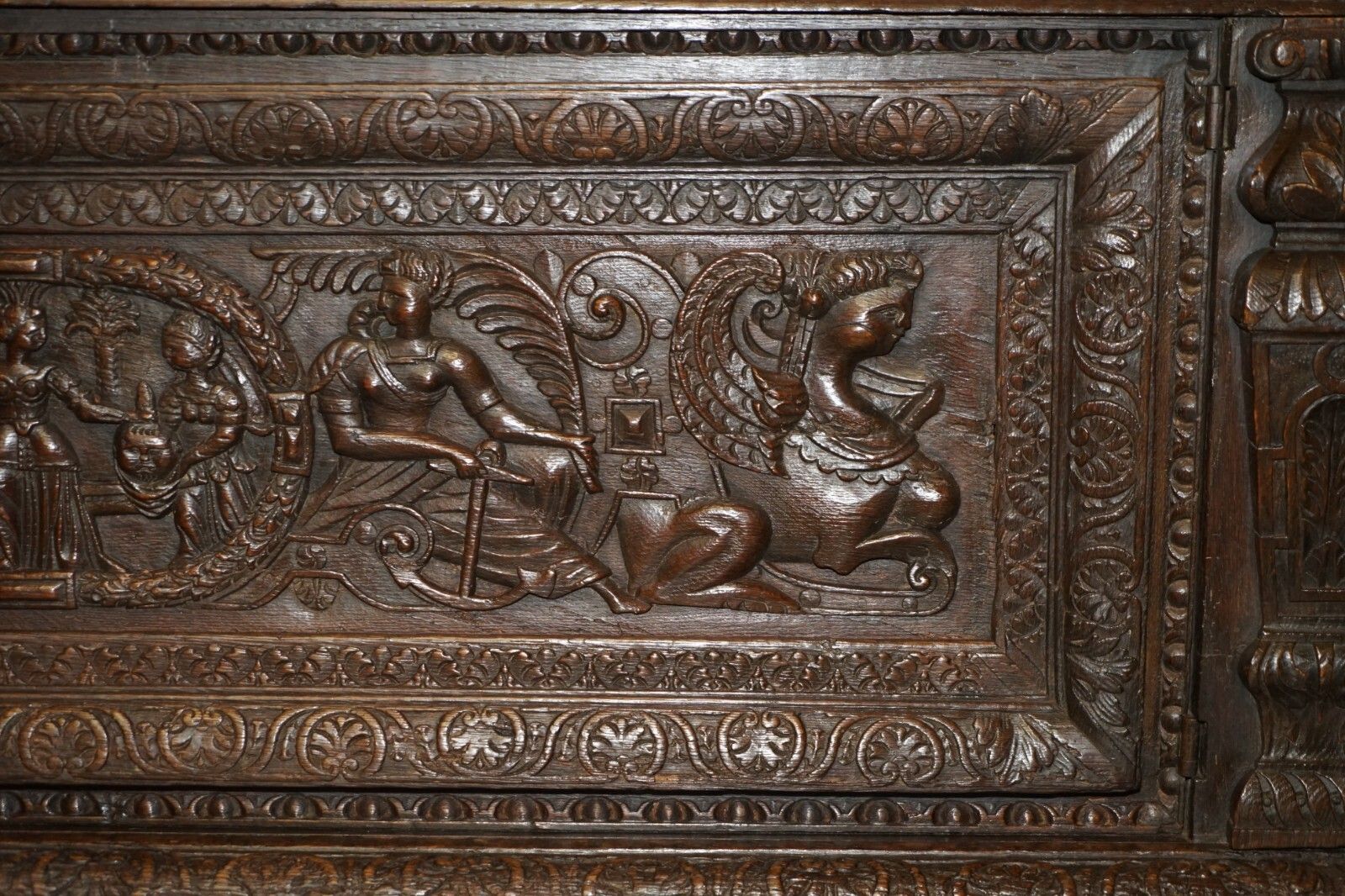 16th Century Museum Quality Exhibition Hand Carved Italian Cassone Desk Table photo vintage