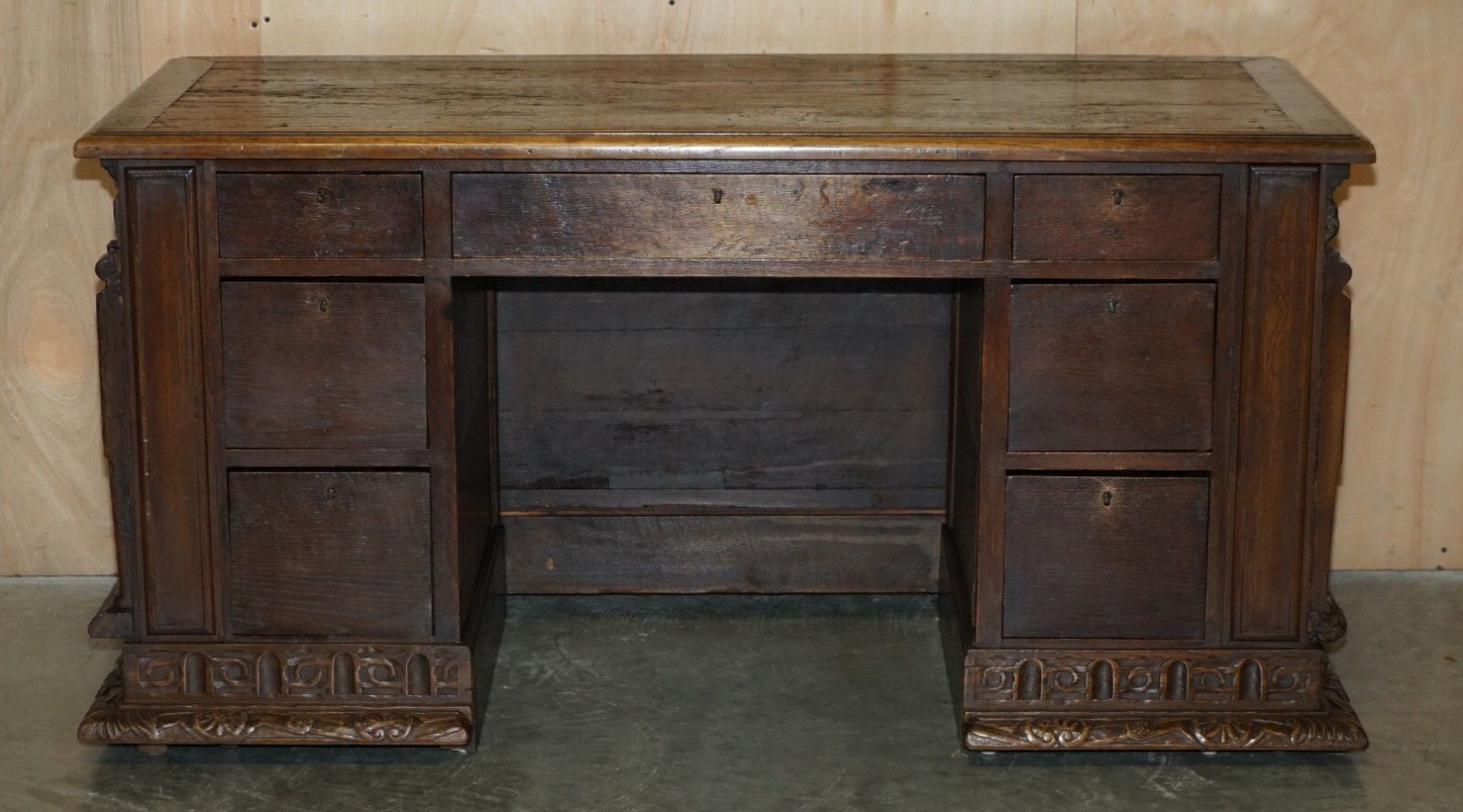 Furniture 16th Century Museum Quality Exhibition Hand Carved Italian Cassone Desk Table photo