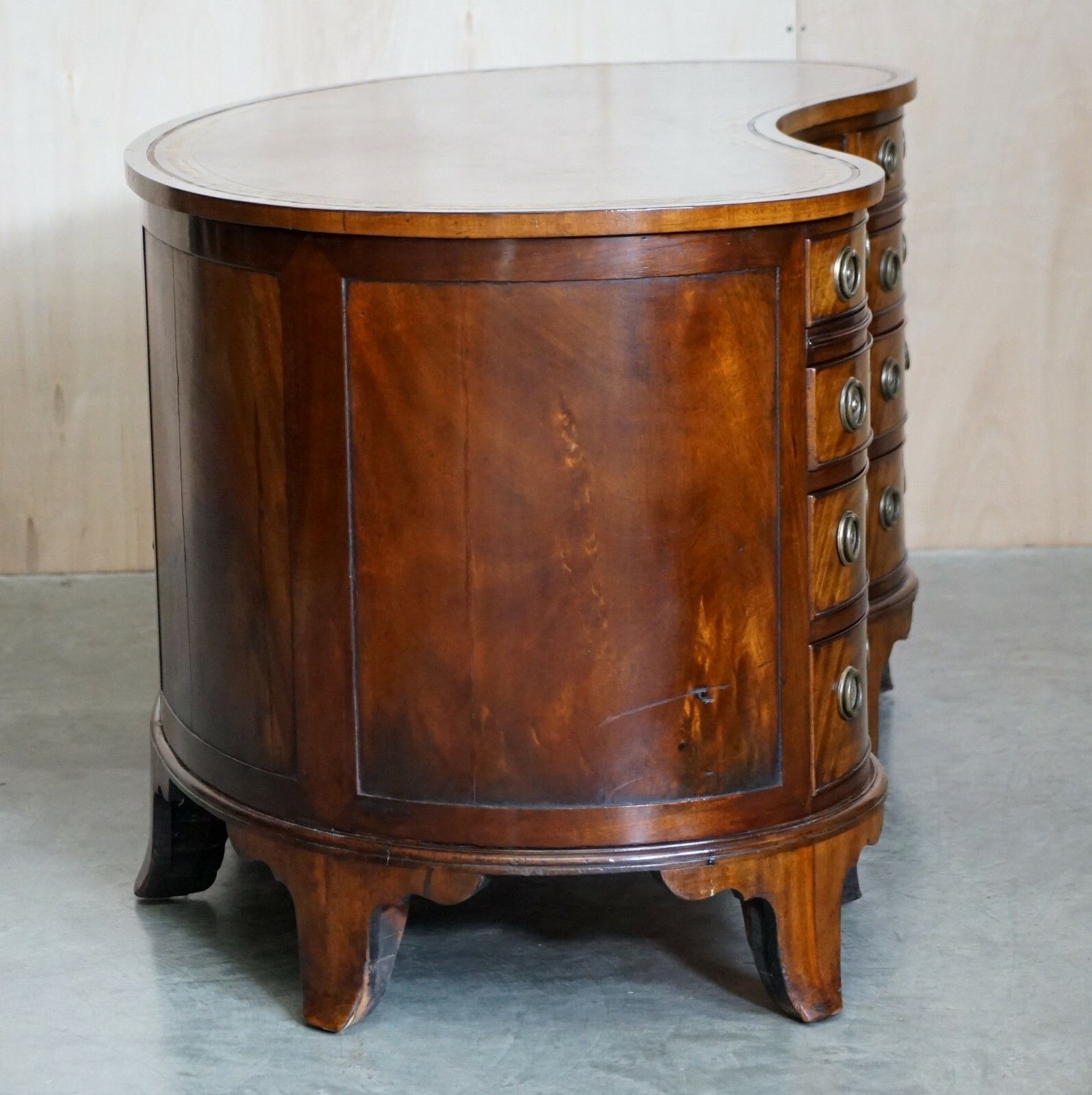 Important Fully Restored Antique Victorian Bookcase Back Leather Top Kidney Desk photo buy