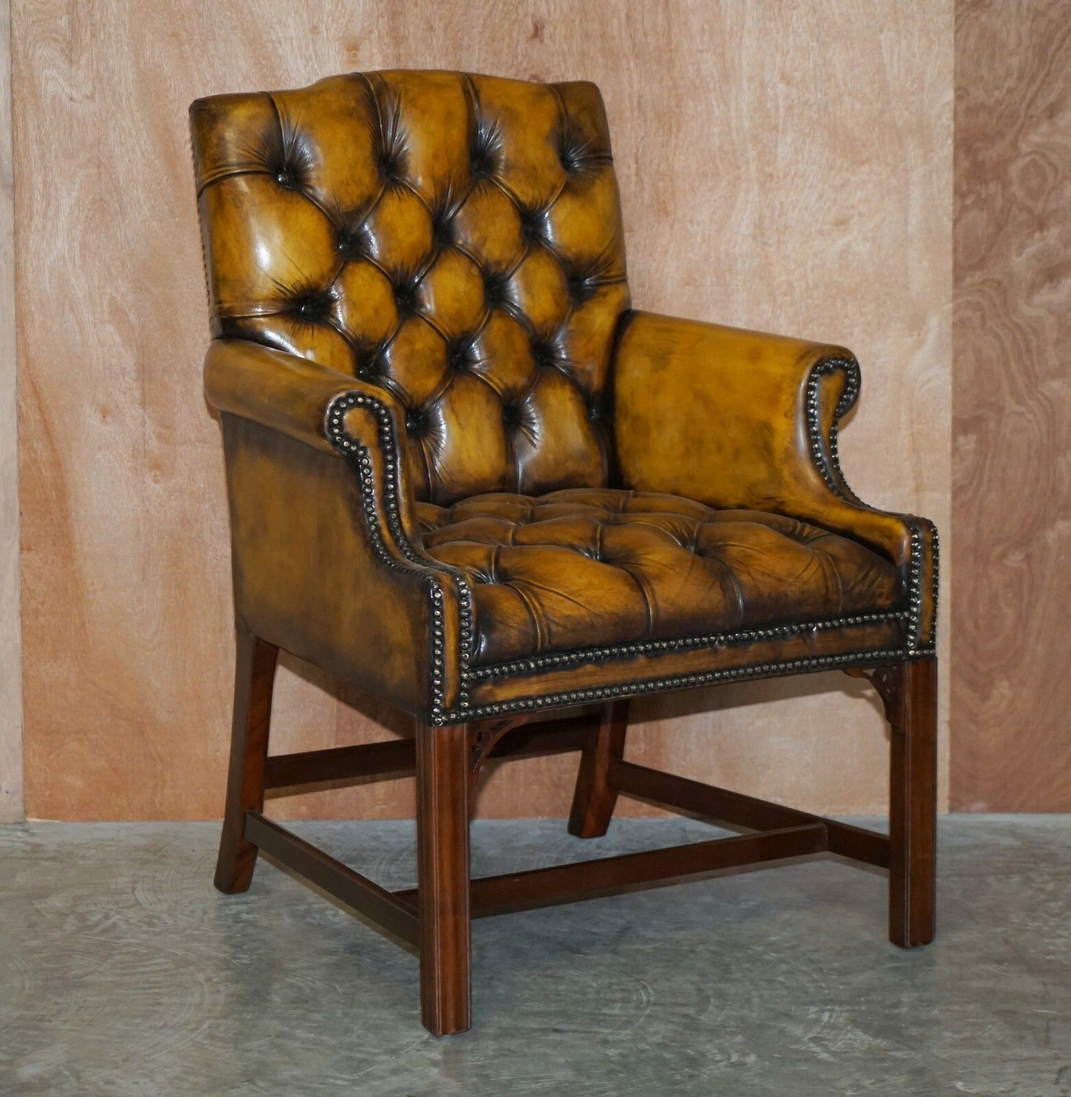 Eight Restored Brown Leather Thomas Chippendale Chesterfield Club Armchairs 8 photo furniture