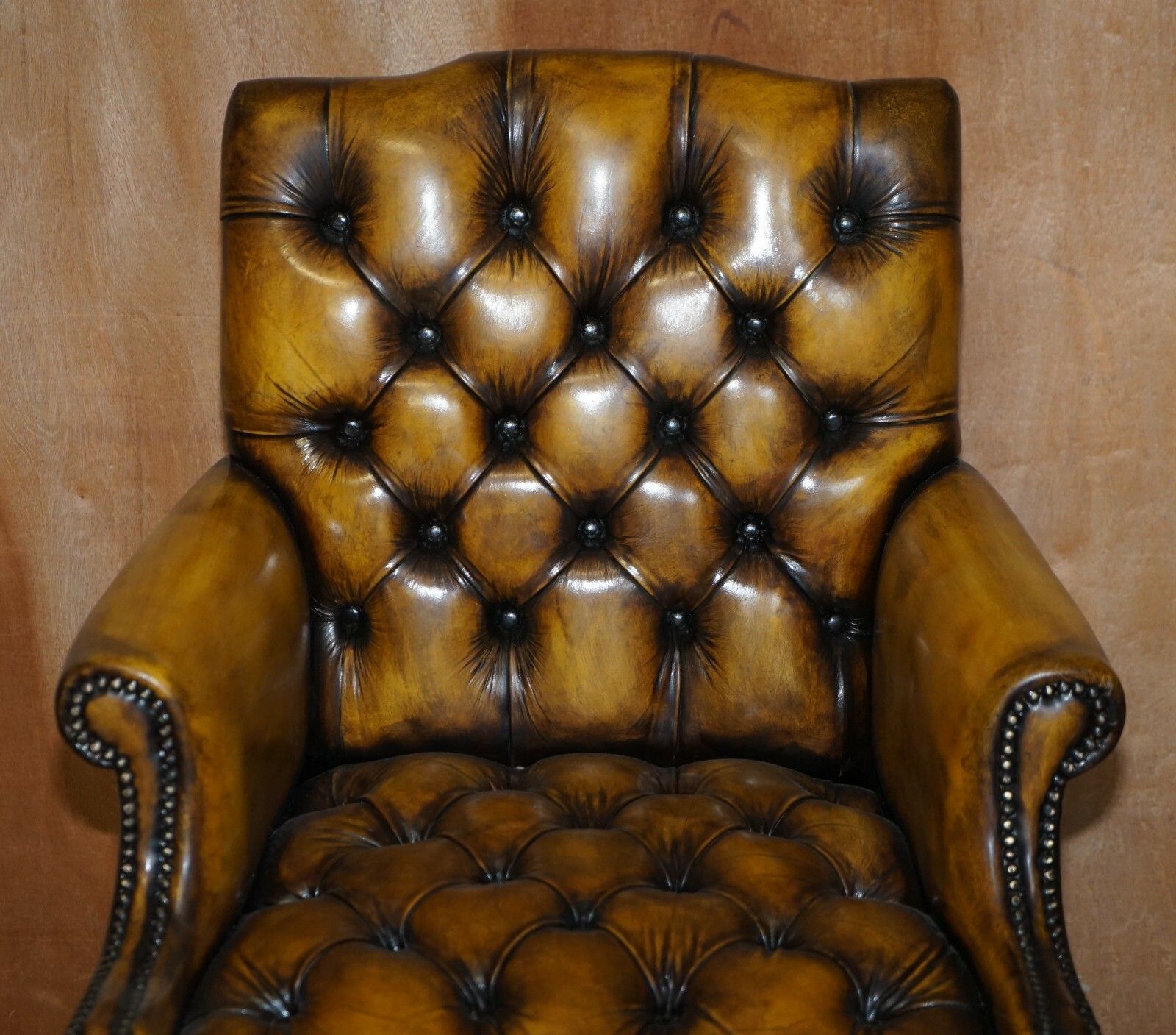 Eight Restored Brown Leather Thomas Chippendale Chesterfield Club Armchairs 8 photo Furniture
