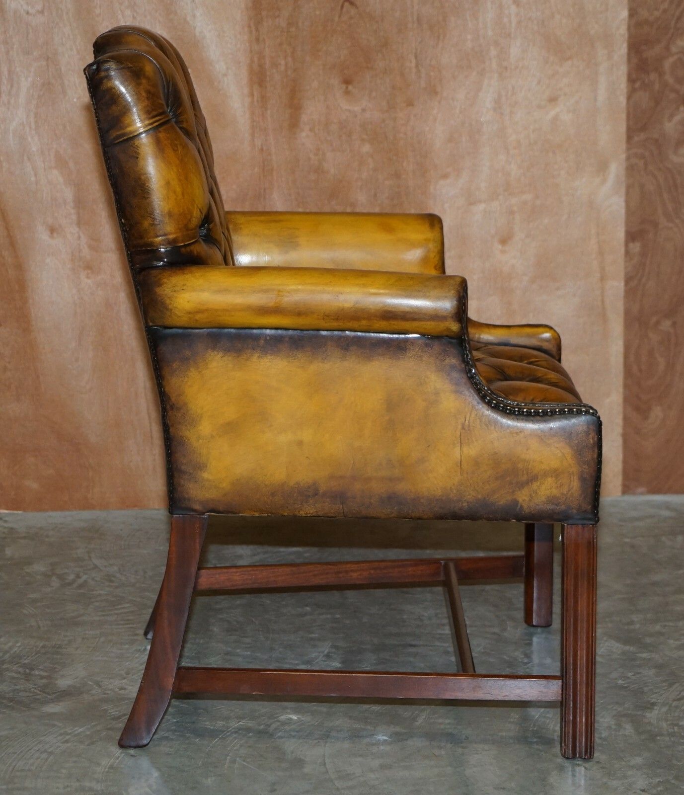Furniture Eight Restored Brown Leather Thomas Chippendale Chesterfield Club Armchairs 8 photo