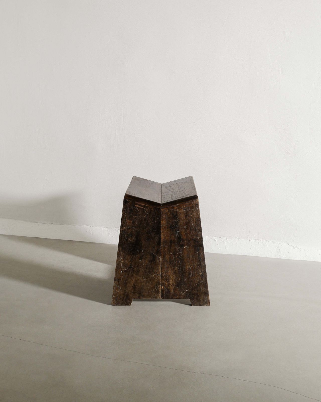French Mid Century Wooden Sewing Low Stool In Stained Teak By Pierre Jeanneret, 1950s photo 18500.0
