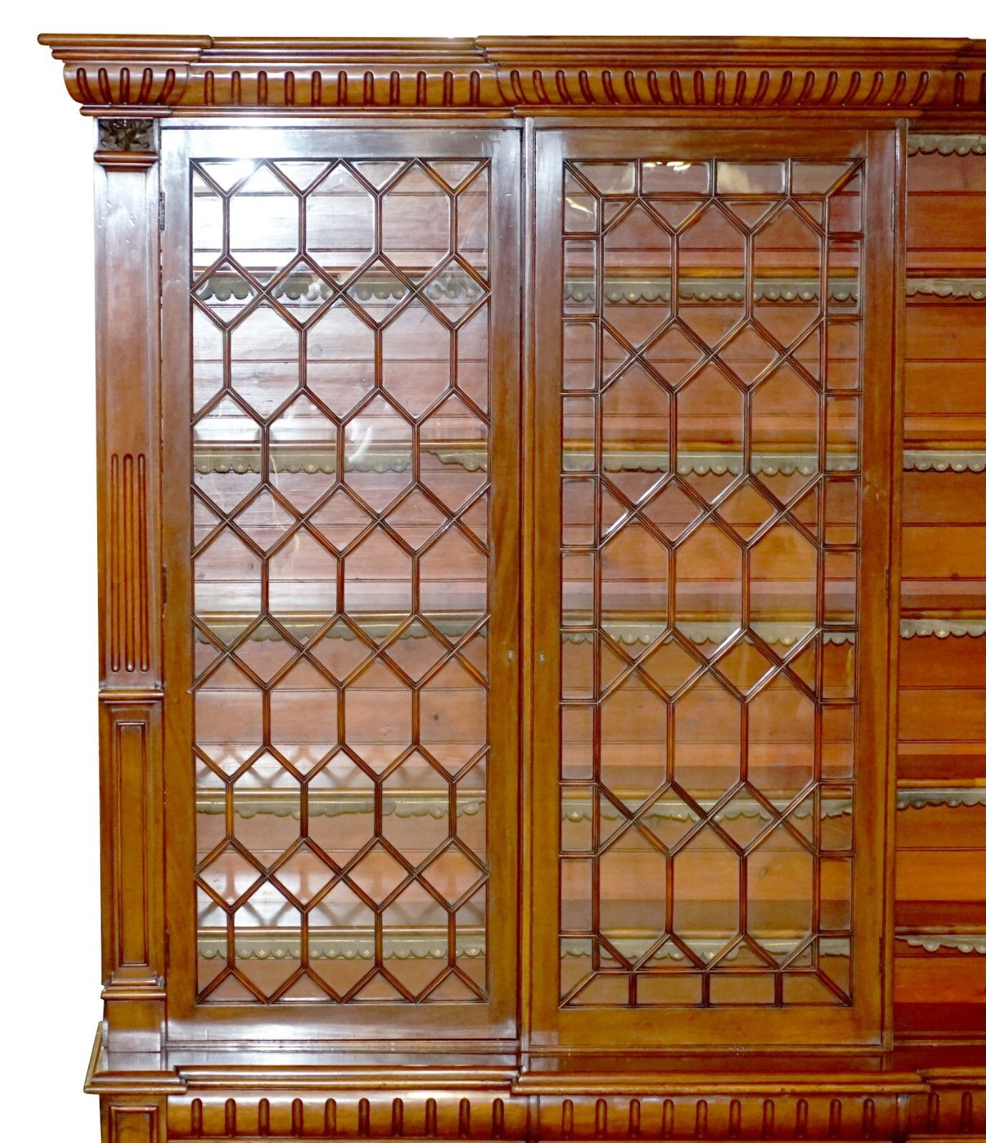 15000.0 Monumental 2.9 Meter Tall Antique Victorian Mahogany Astral Glazed Bookcase photo