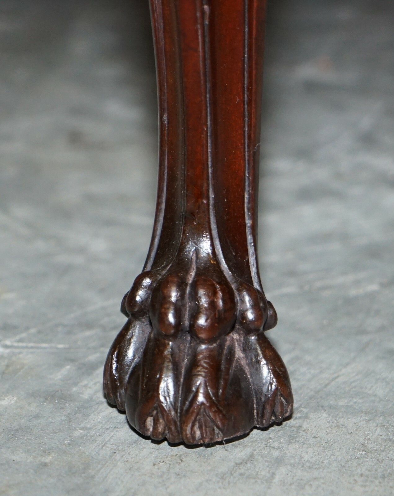 photo for sale Circa 1845 C Hindley & Sons Lion Carved Chesterfield Brown Leather Dining Chairs