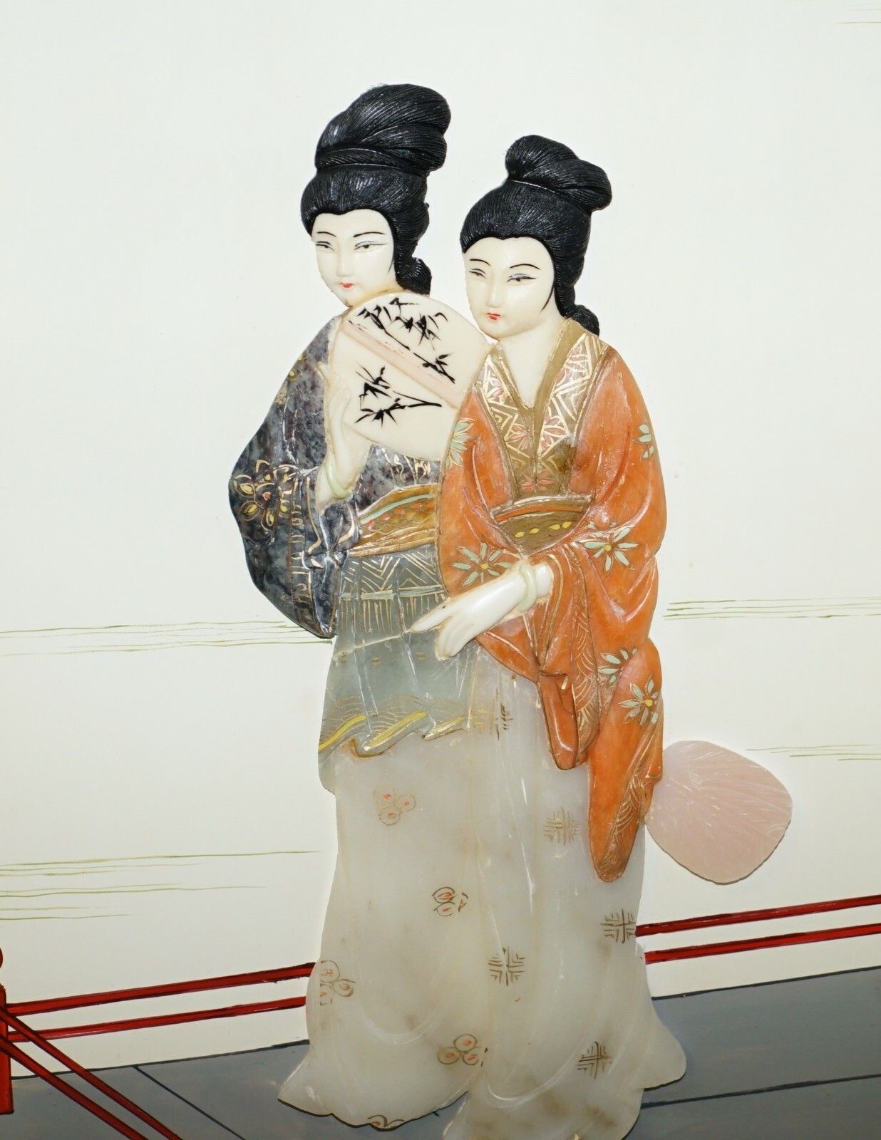 Rare & Collectable Antique Chinese Export Hardstone Folding Screen Room Divider photo 15000.0