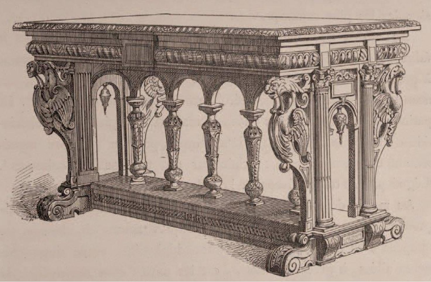 Rare 18th Century French Walnut Renaissance Extending High Table Heavily Carved photo for sale