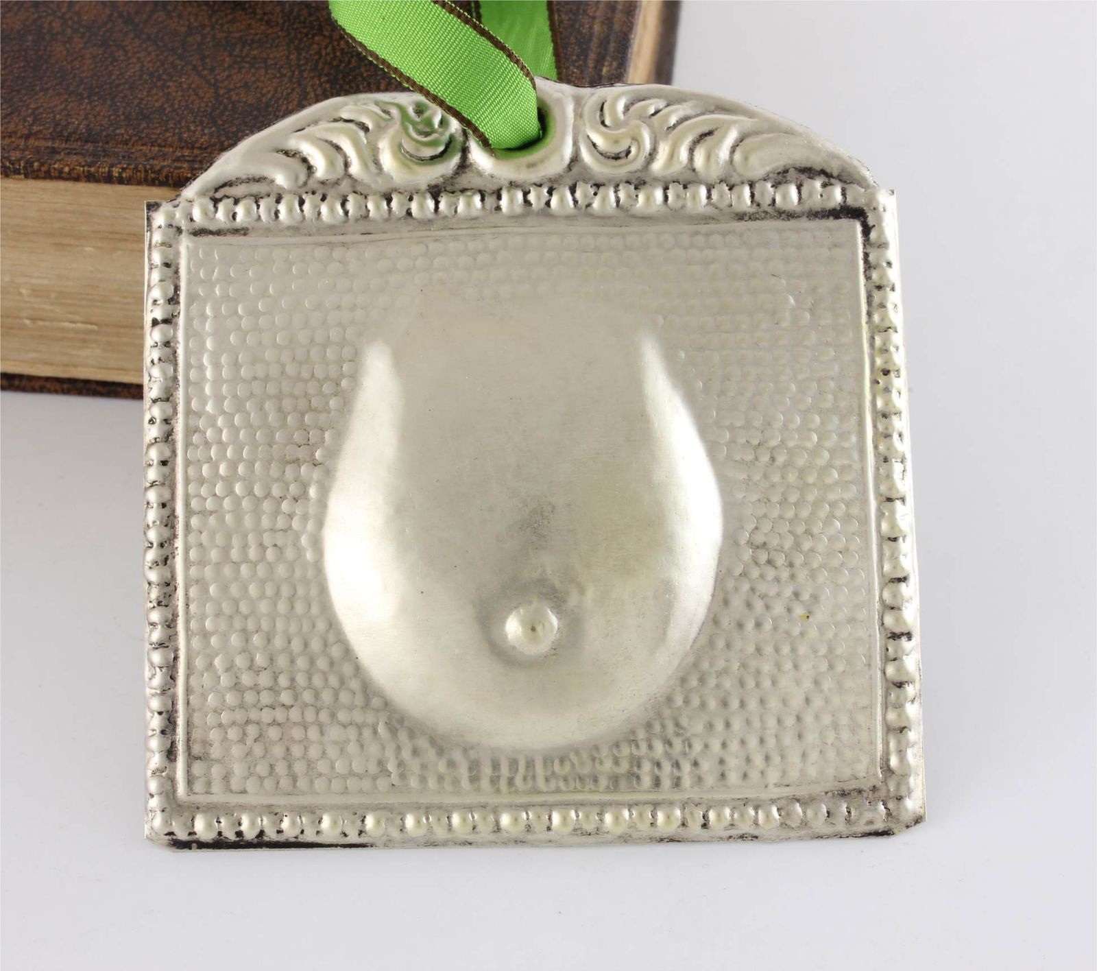 Silver Plate Ladies Pregnant Belly Ex Voto. Religious Votive Offering. photo furniture