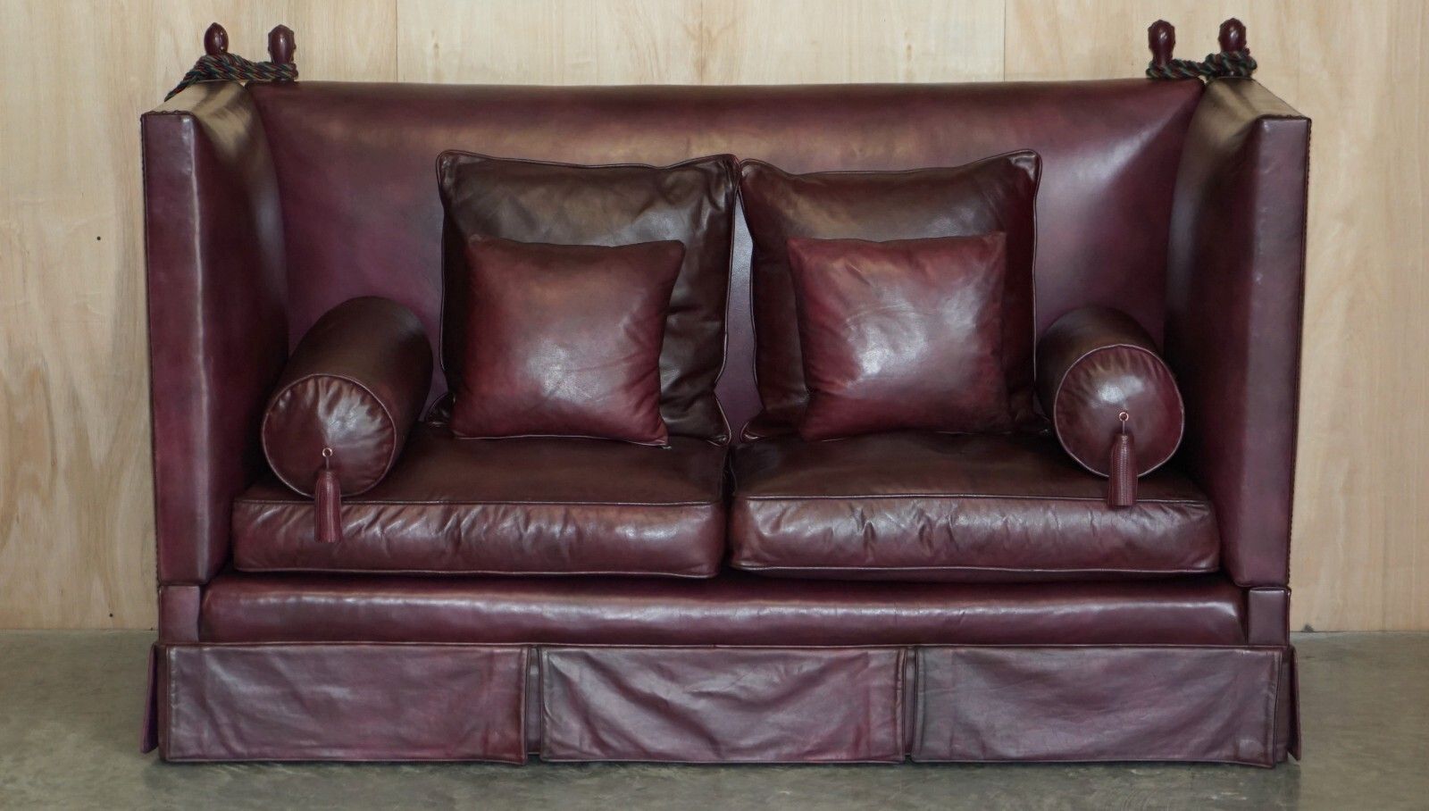 Fully Restored Antique Victorian Oxblood Knole Sofa Feather Filled Cushions photo furniture