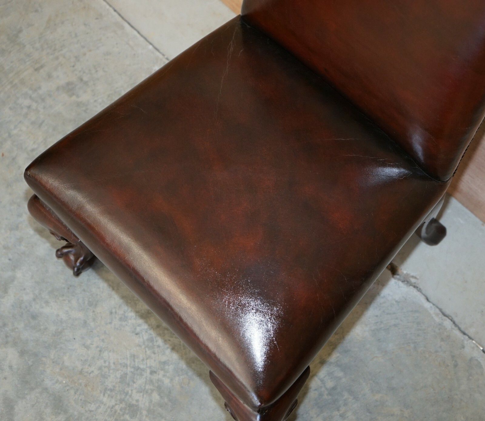 Six Stunning Fully Restored Brown Leather Mahogany Claw & Ball Dining Chairs 6 photo vinterior