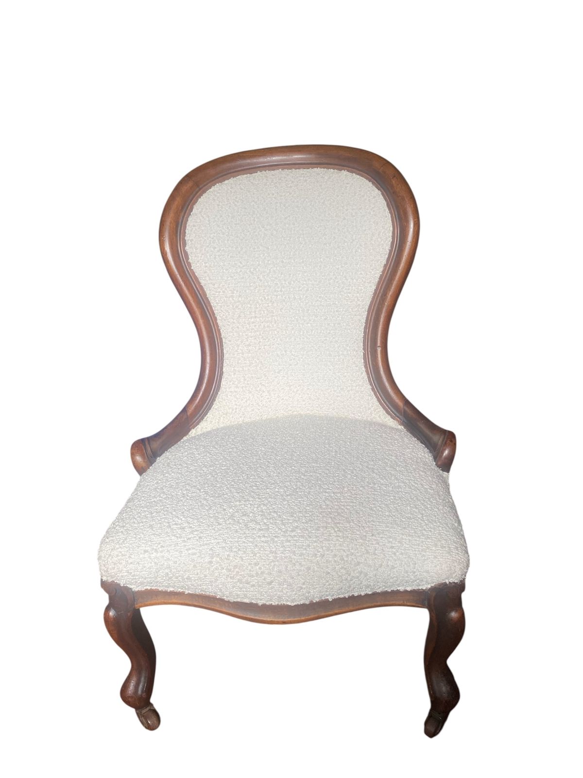 Victorian Mahogany Nursing Chair In Ivory Boucle