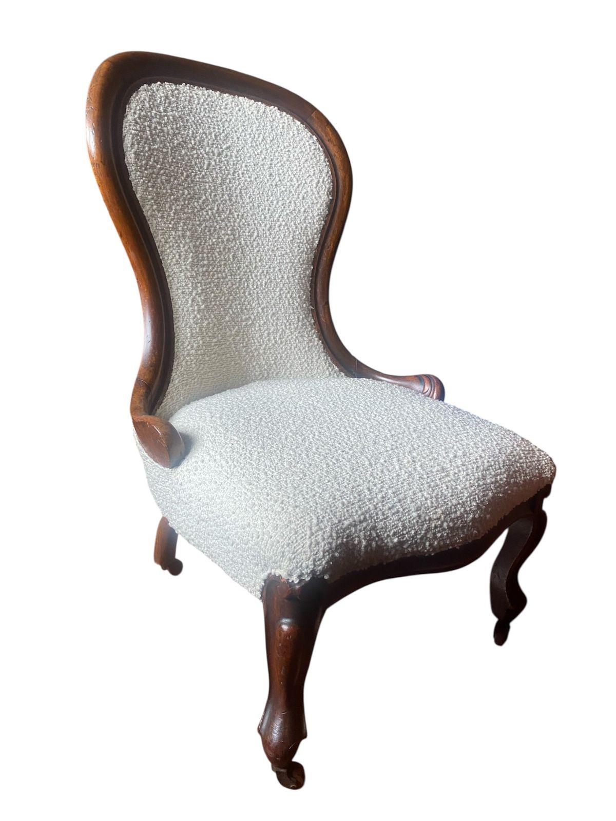Victorian Mahogany Nursing Chair In Ivory Boucle photo vinterior