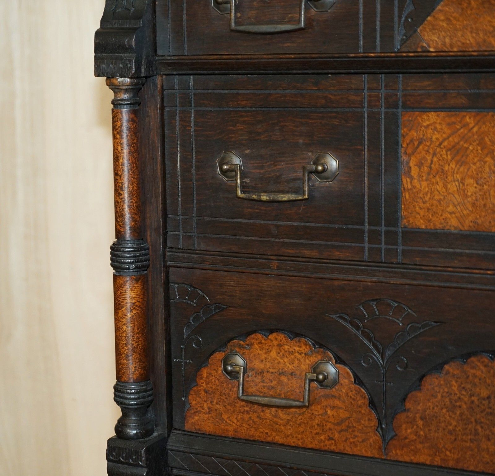 R Crosby & Son Victorian Burr Elm Wellington Chest Of Drawers 160 Crests Seal photo Furniture