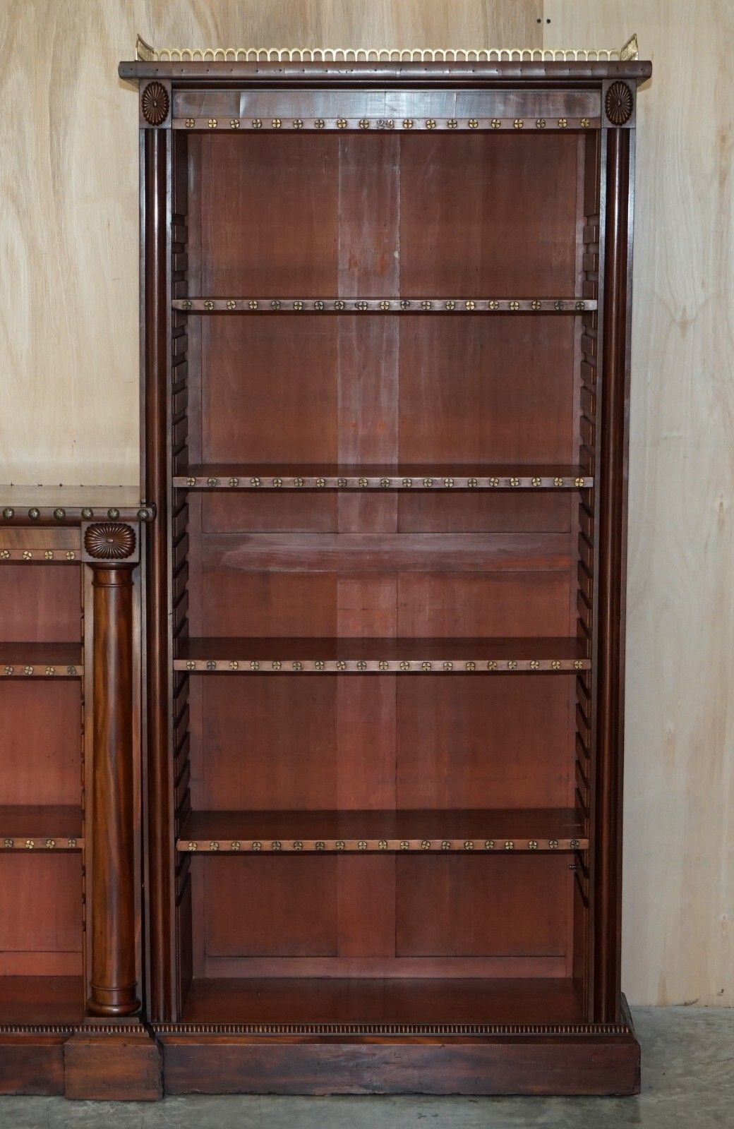 Important Antique William IV 1830 3.5 Meter Wide Library Bookcase Brass Gallery photo buy
