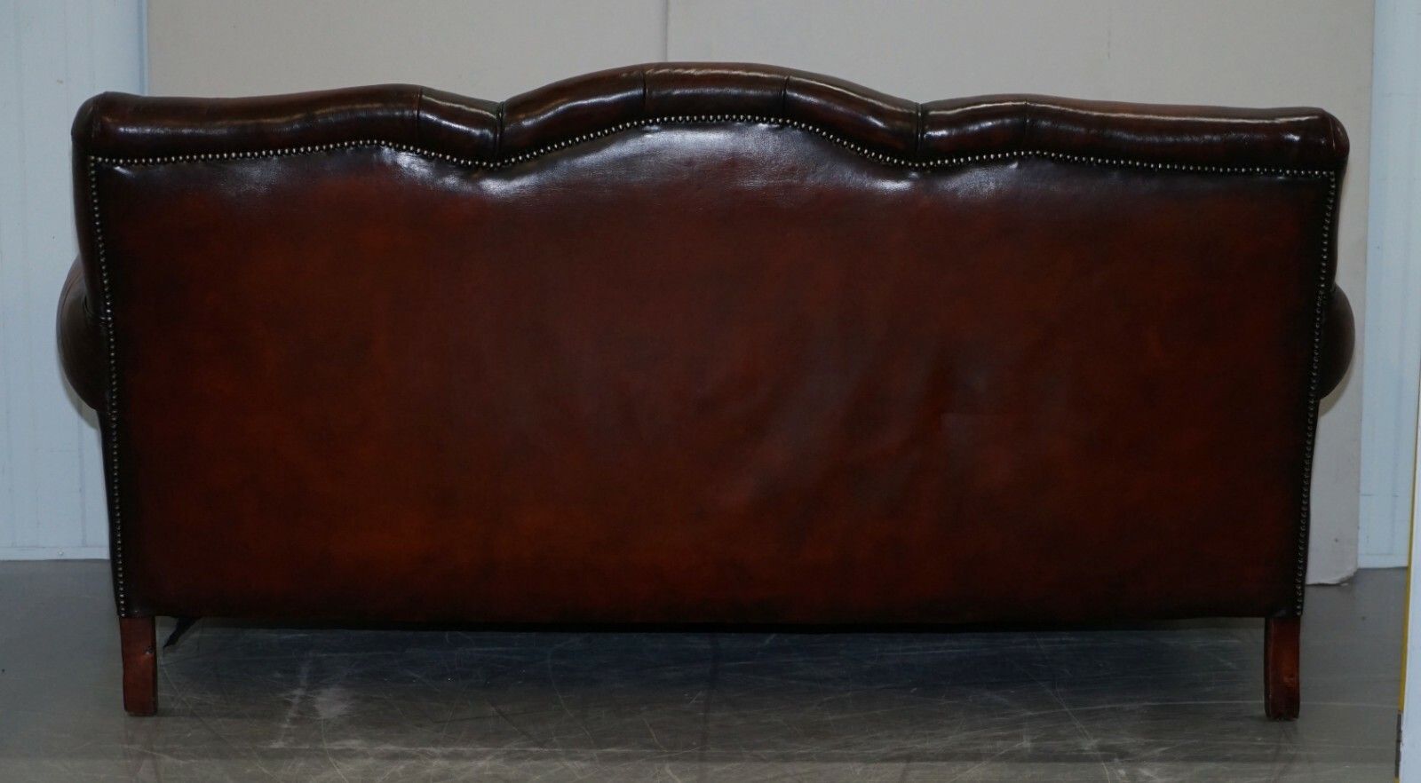 Furniture Restored Victorian Hand Dyed Brown Leather Sofa Claw & Ball Feet Feather Cushion photo