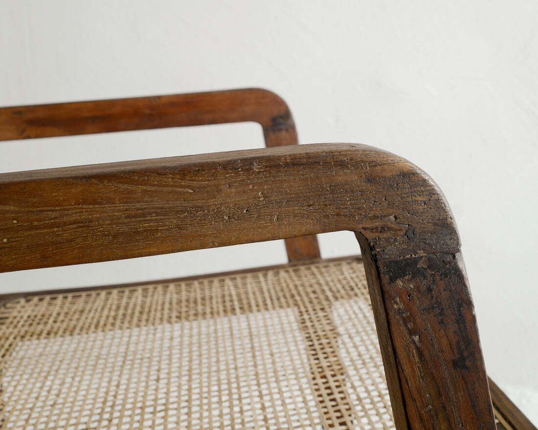 French Mid Century Wooden Dining "Box Chair" In Teak And Rattan By Pierre Jeanneret, 1950s photo 9500.0
