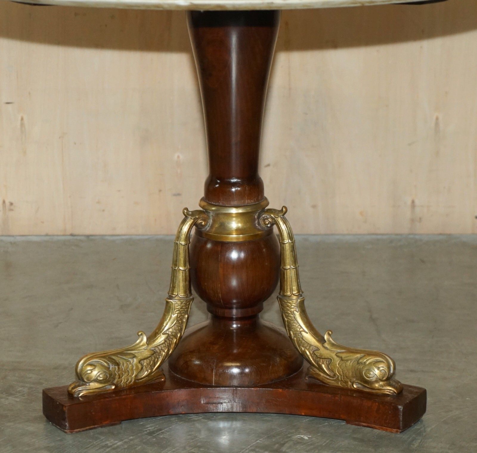 Important 19th Century Gilt Brass Dolphin Italian Carrara Marble Centre Table photo for sale