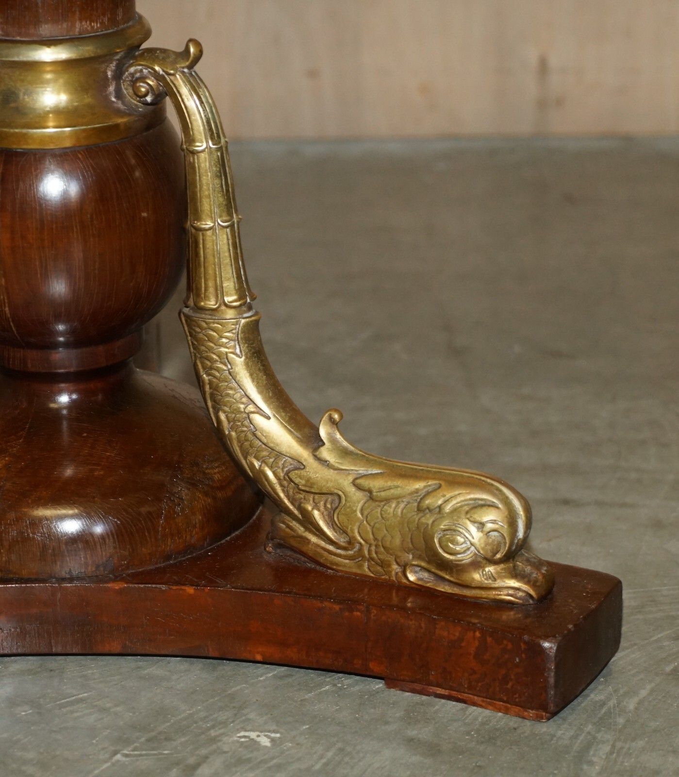 Important 19th Century Gilt Brass Dolphin Italian Carrara Marble Centre Table photo vinterior