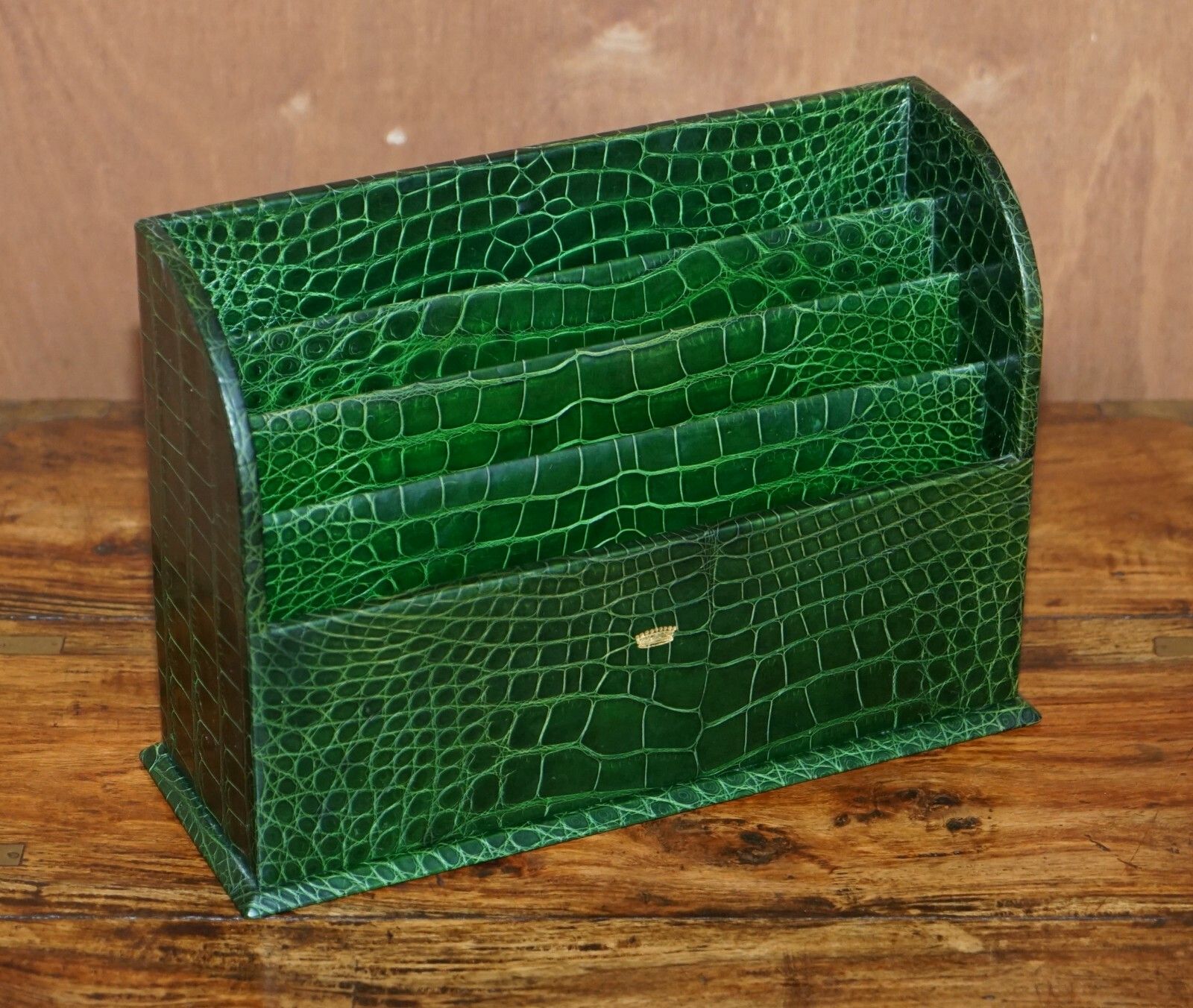 Count Owned £17,000 Asprey 24ct Gold Green Crocodile Leather 7 Piece Desk Set photo furniture