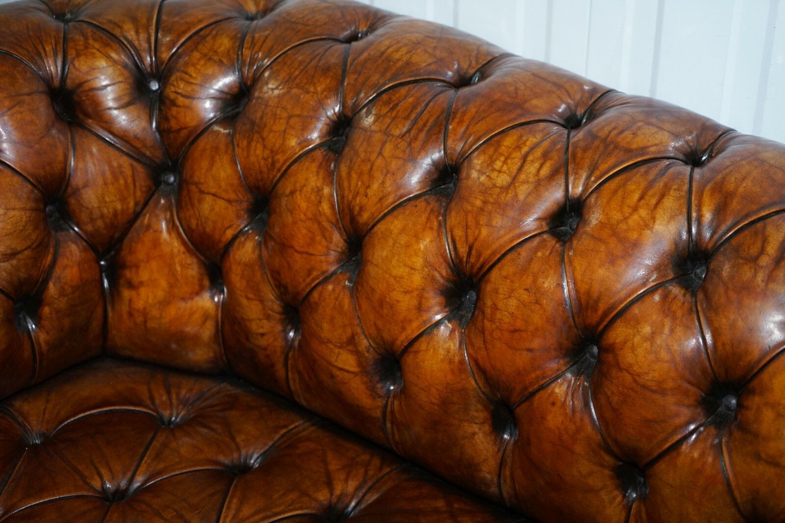 Rare Circa 1900 Hand Dyed Fully Restored Whisky Brown Leather Chesterfield Sofa photo buy