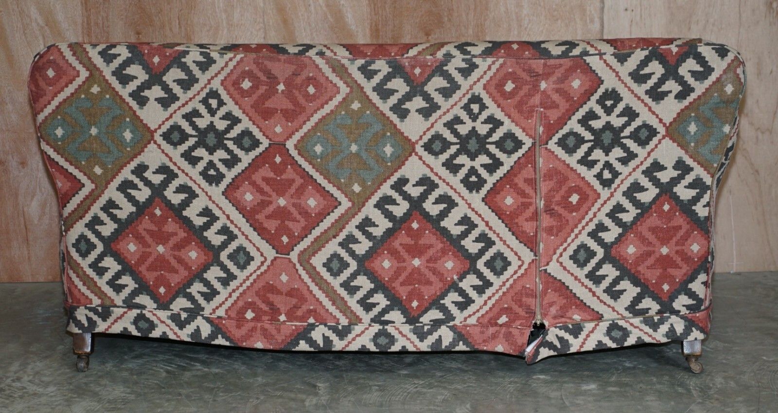 Furniture Exquisite Original Victorian Kilim Upholstered Sofa Mahogany Turned Front Legs photo