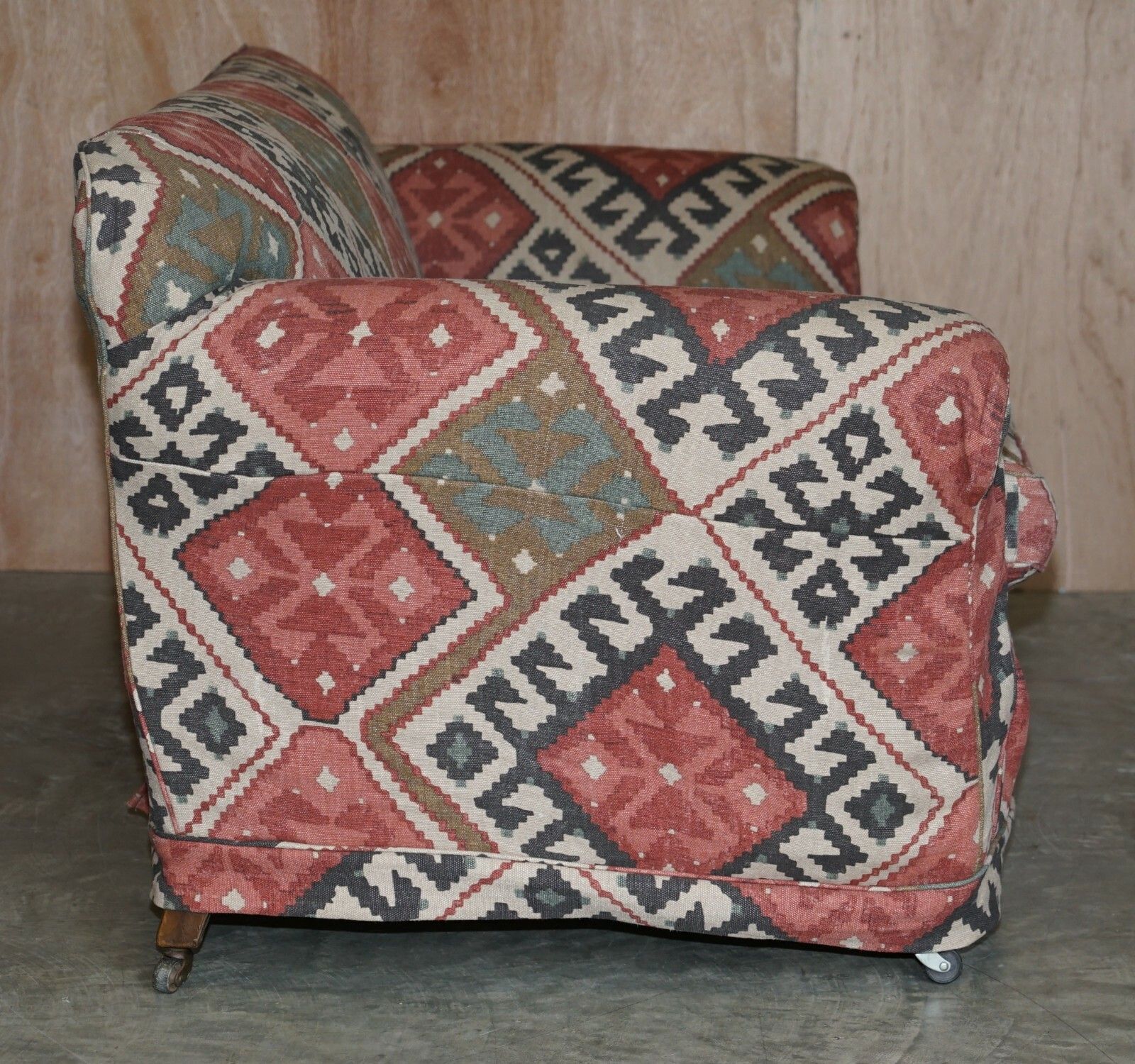 10000.0 Exquisite Original Victorian Kilim Upholstered Sofa Mahogany Turned Front Legs photo