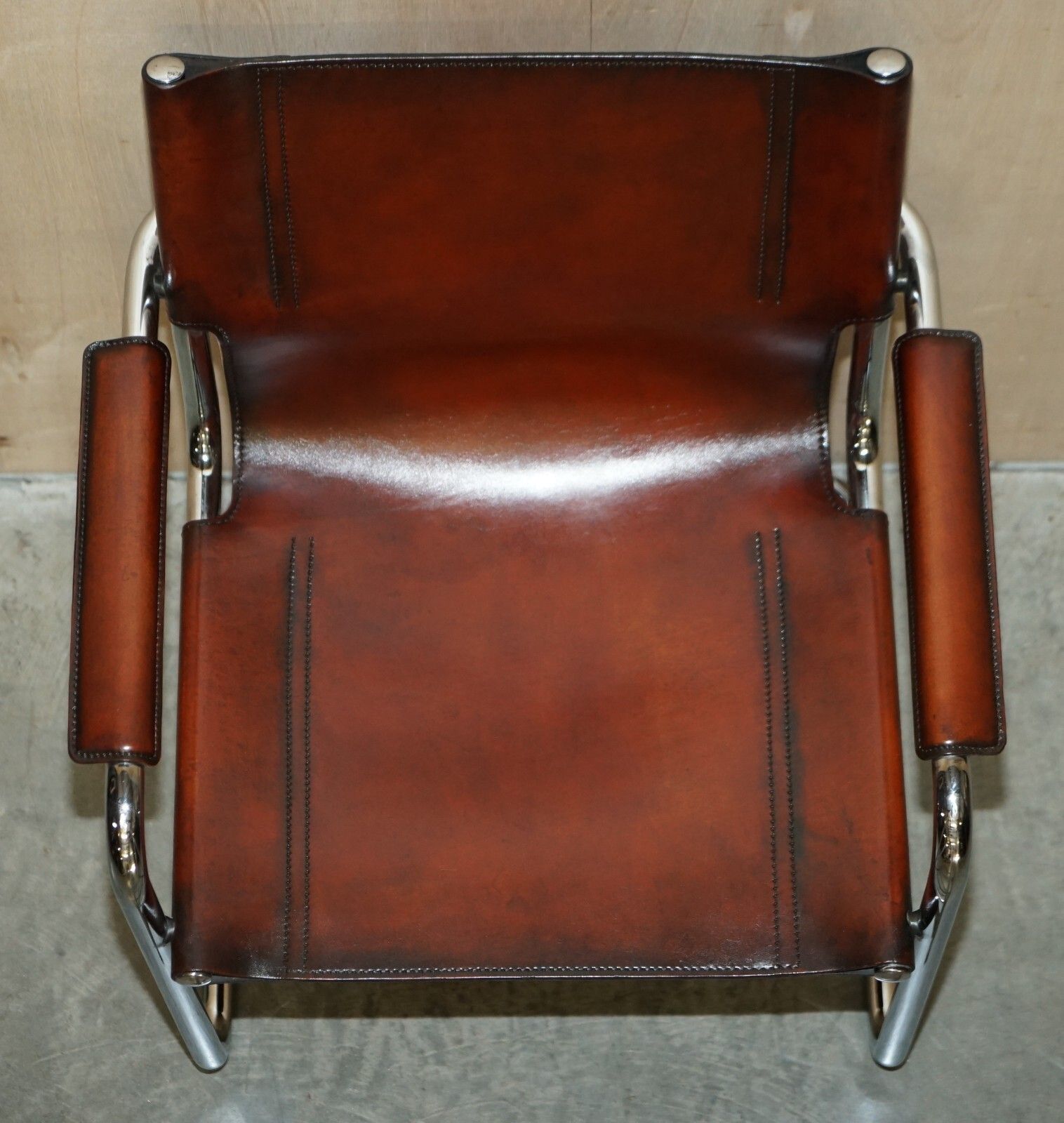 photo furniture Four Vintage Matteo Grassi Mg5 Marcel Breuer Cognac Brown Leather Armchairs 4